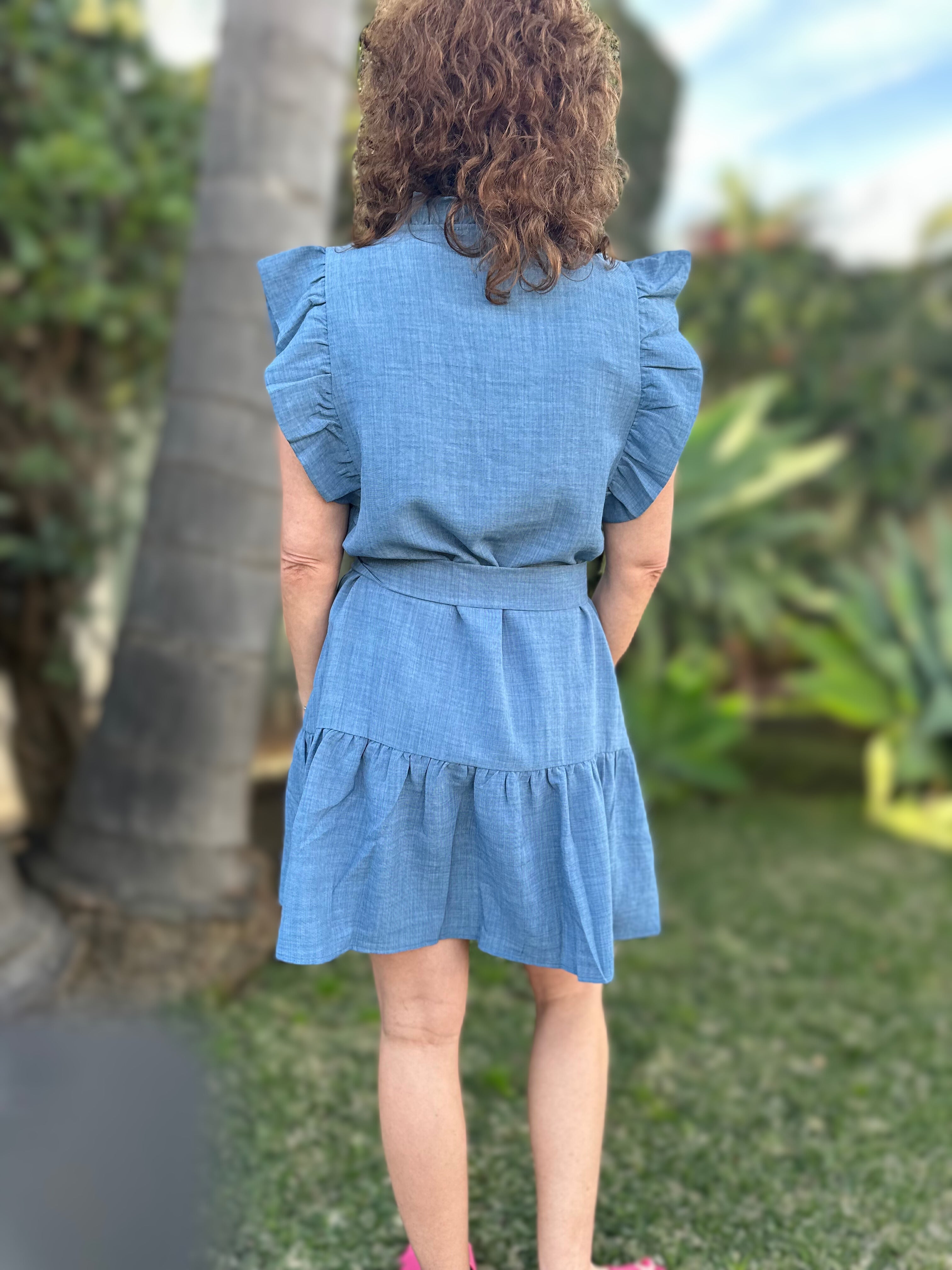 Denim layered dress best sale