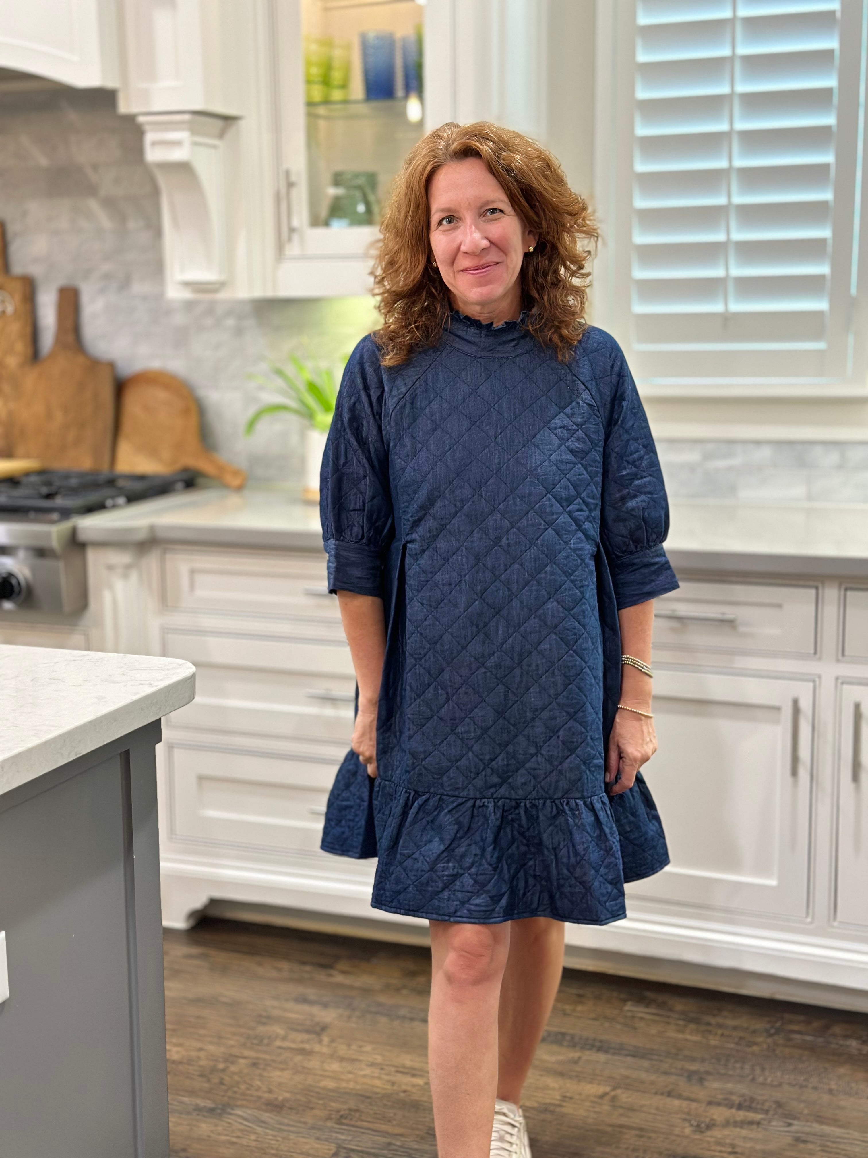Dizzy Lizzie Denim Quilted Dress Medium