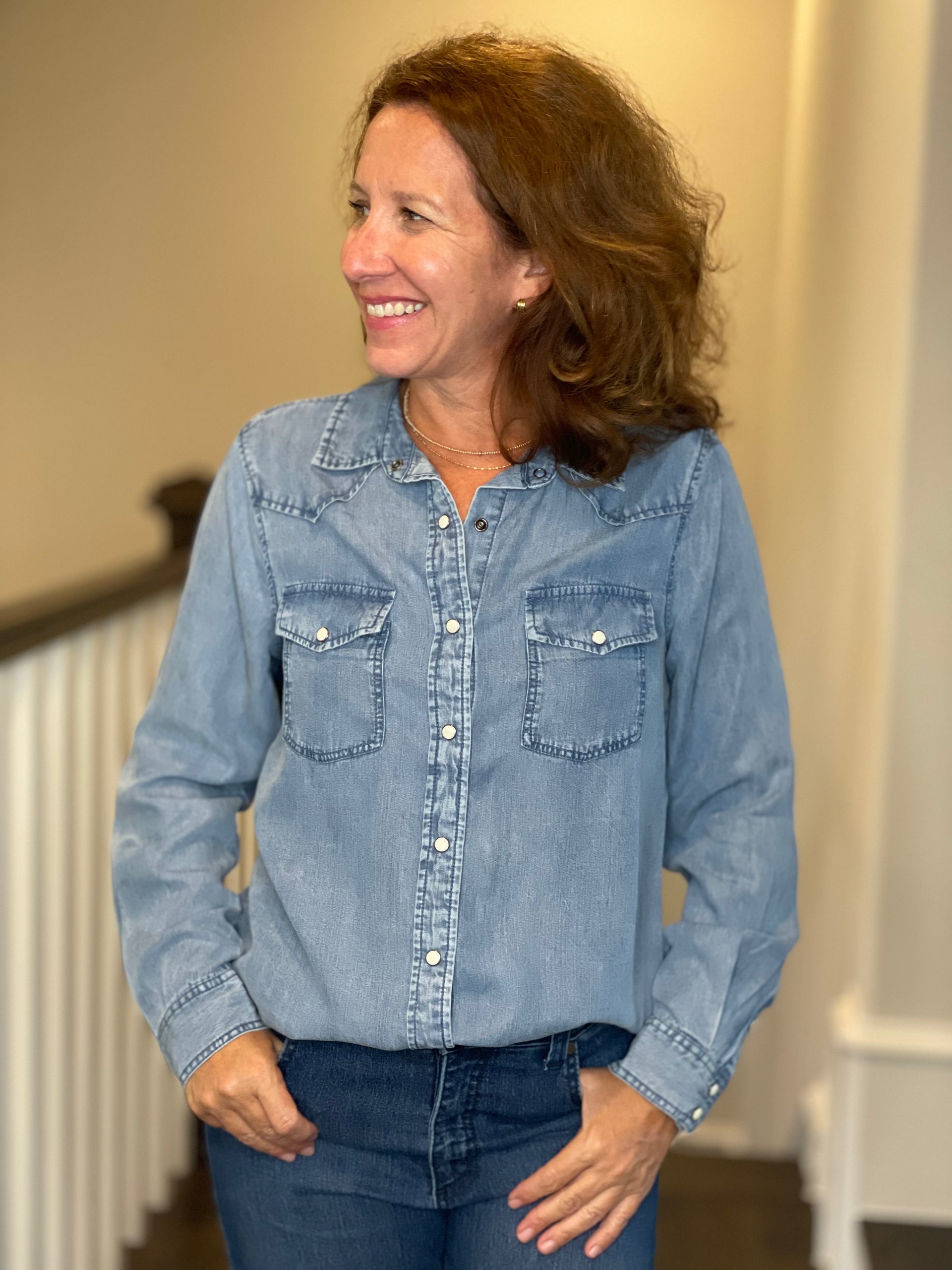 Velvet Heart Raquel Tencel Denim Shirt with Snaps XSmall