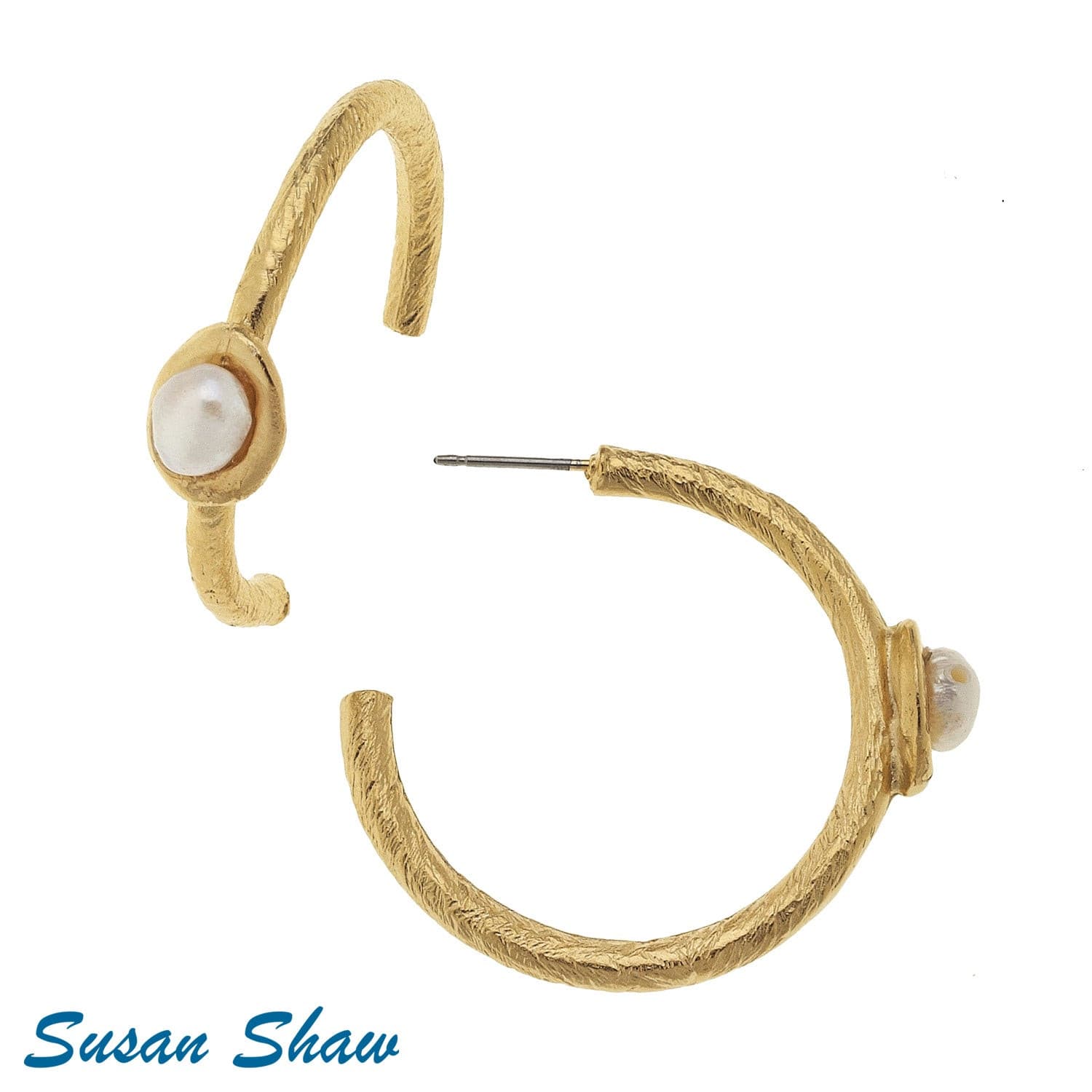 Susan Shaw Pearl Hoop Earrings.