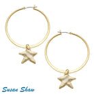 Susan Shaw Star Hoop Earrings.