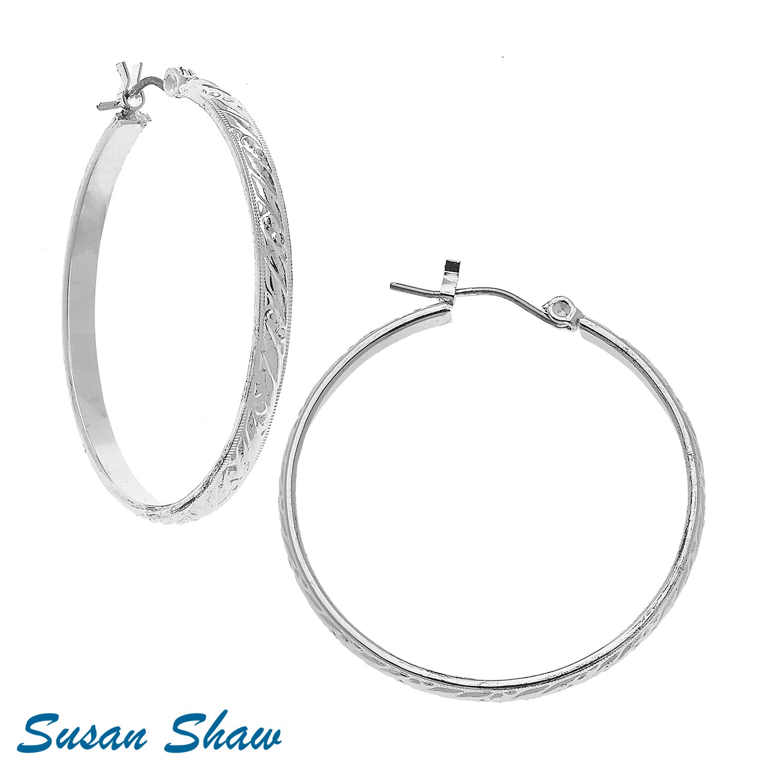 Susan Shaw Assorted Hoop Earrings in Silver.