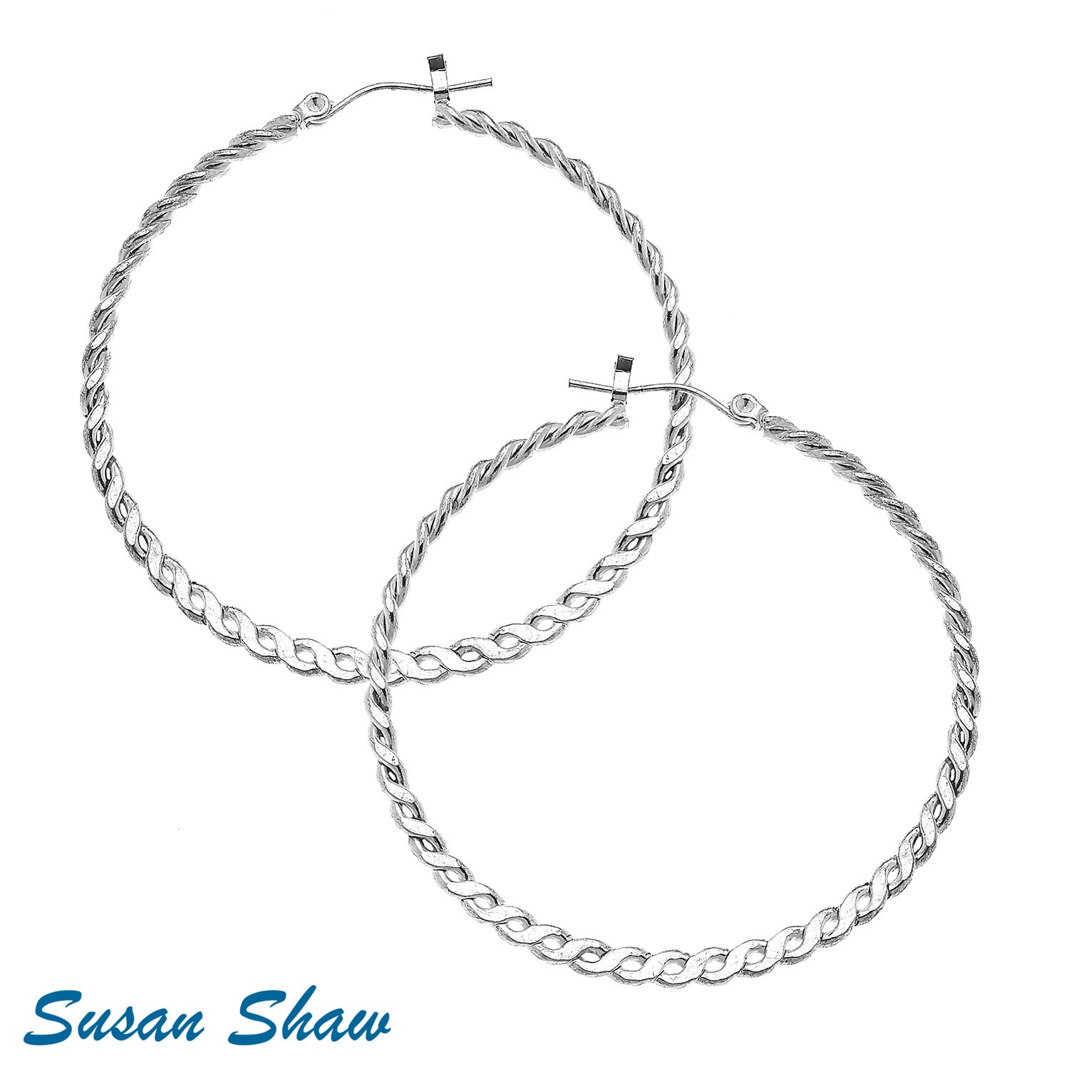 Susan Shaw Assorted Hoop Earrings in Silver.