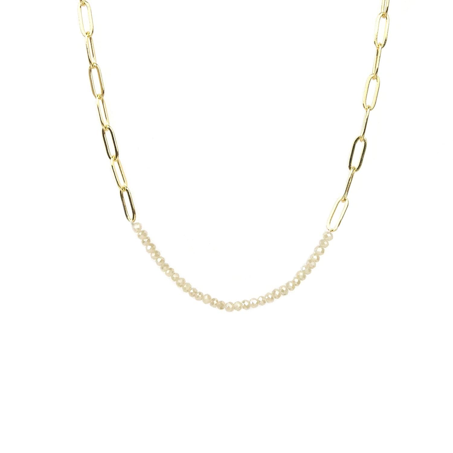 Chain Link Crystal Bead Necklace.