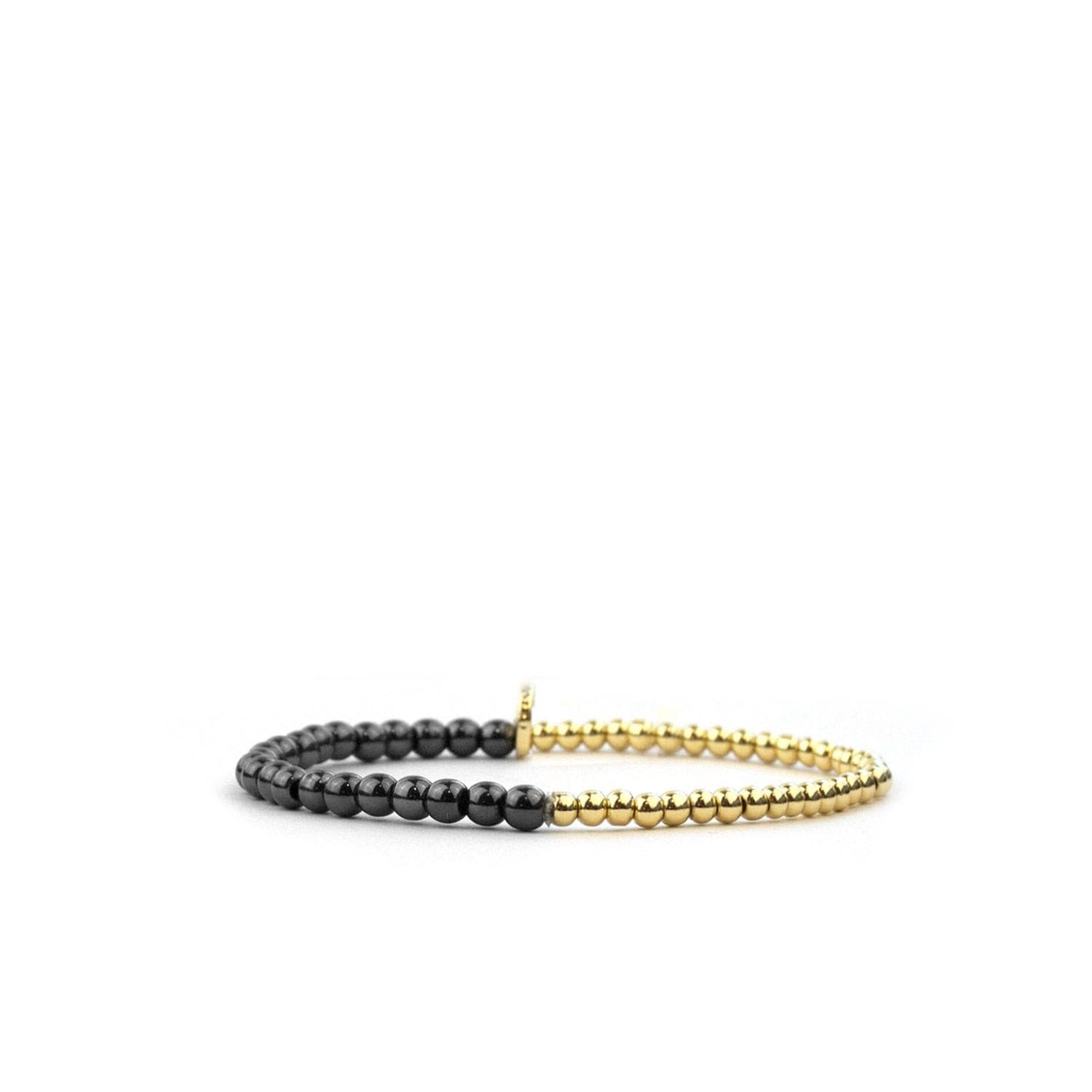 Hematite & Gold Bead Bracelet.