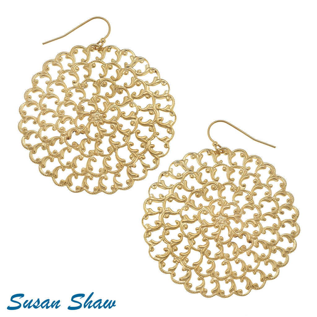 Susan Shaw Gold Filigree Earrings.