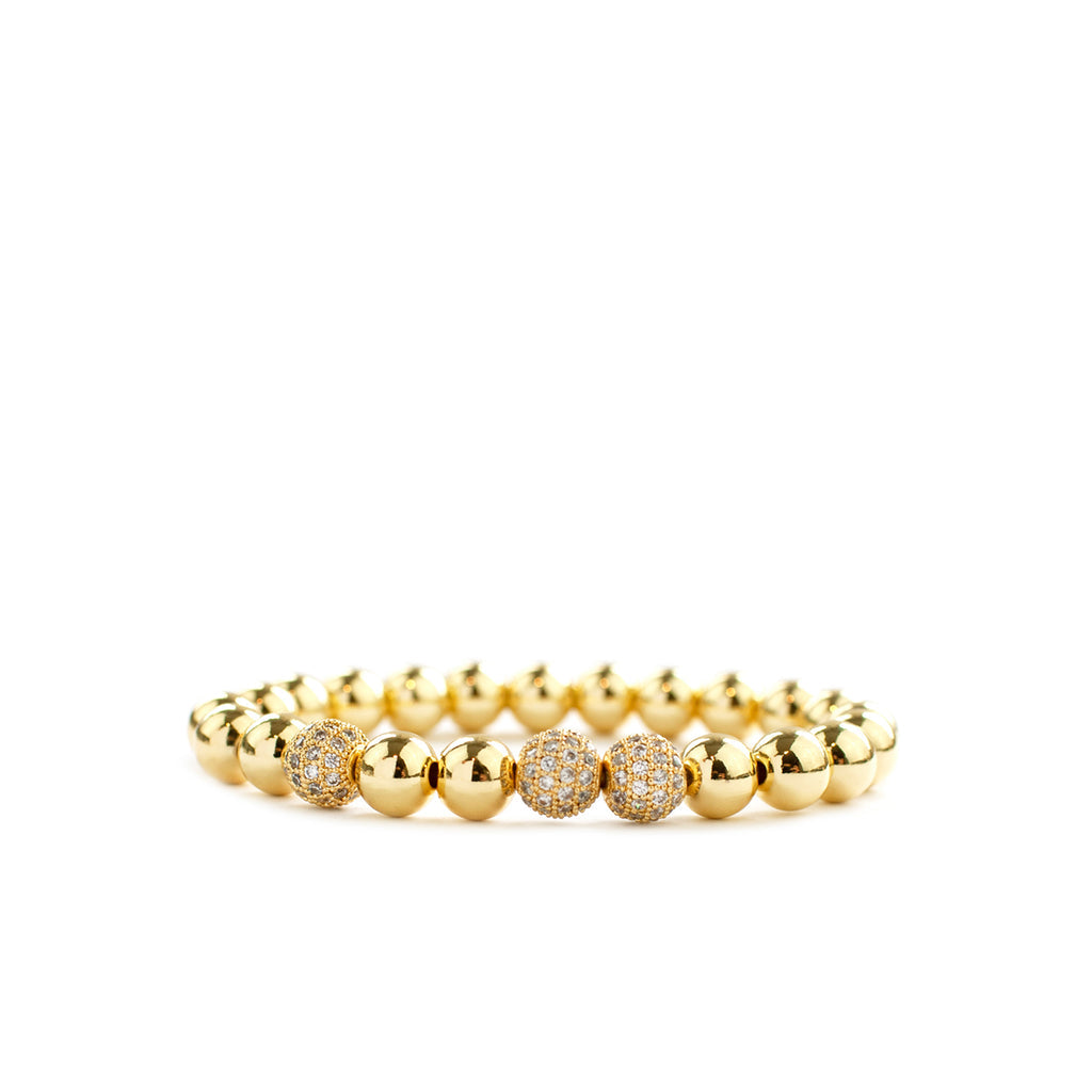 8mm Gold & Pave Bead Bracelet.