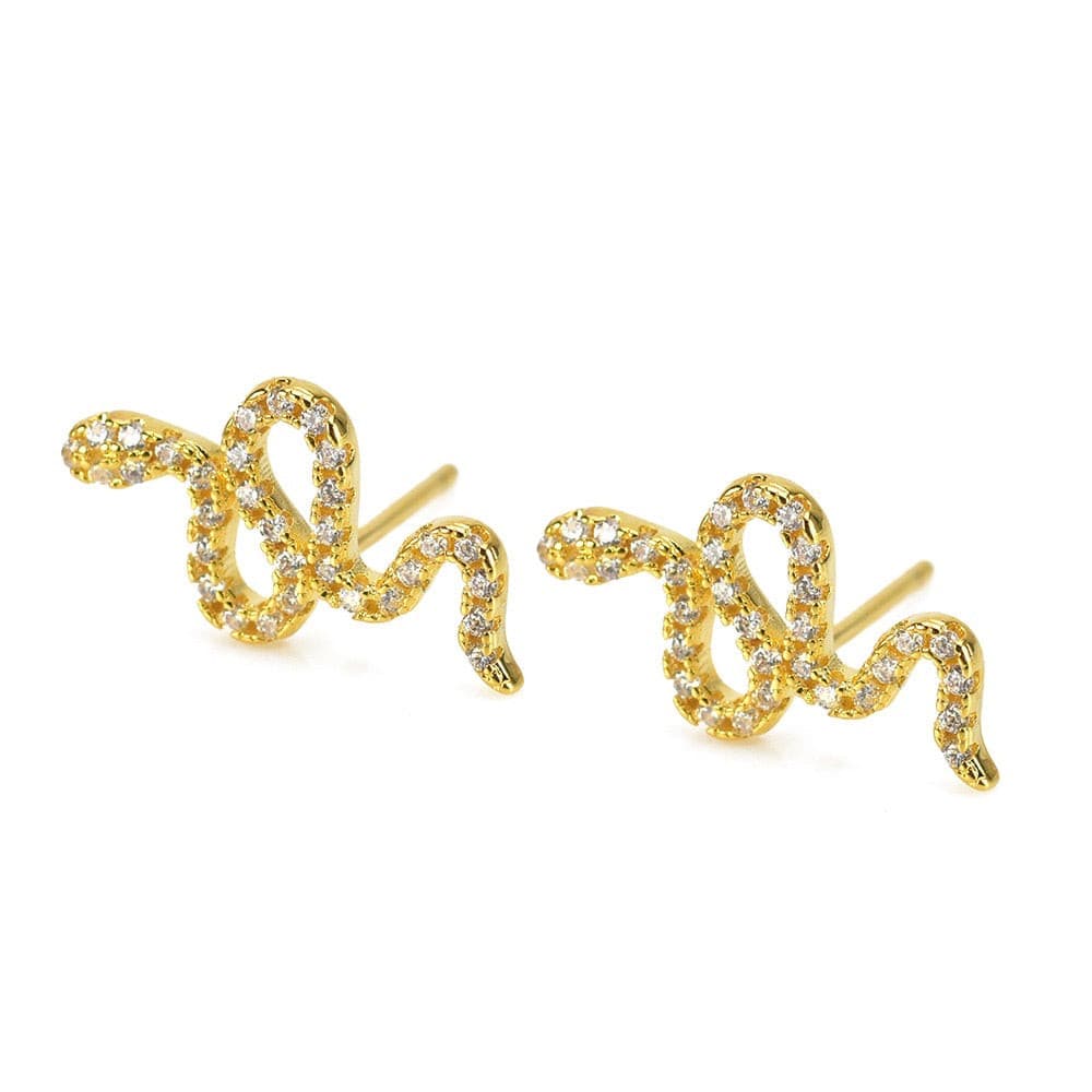 Caryn Lawn Stud Snake Earrings.
