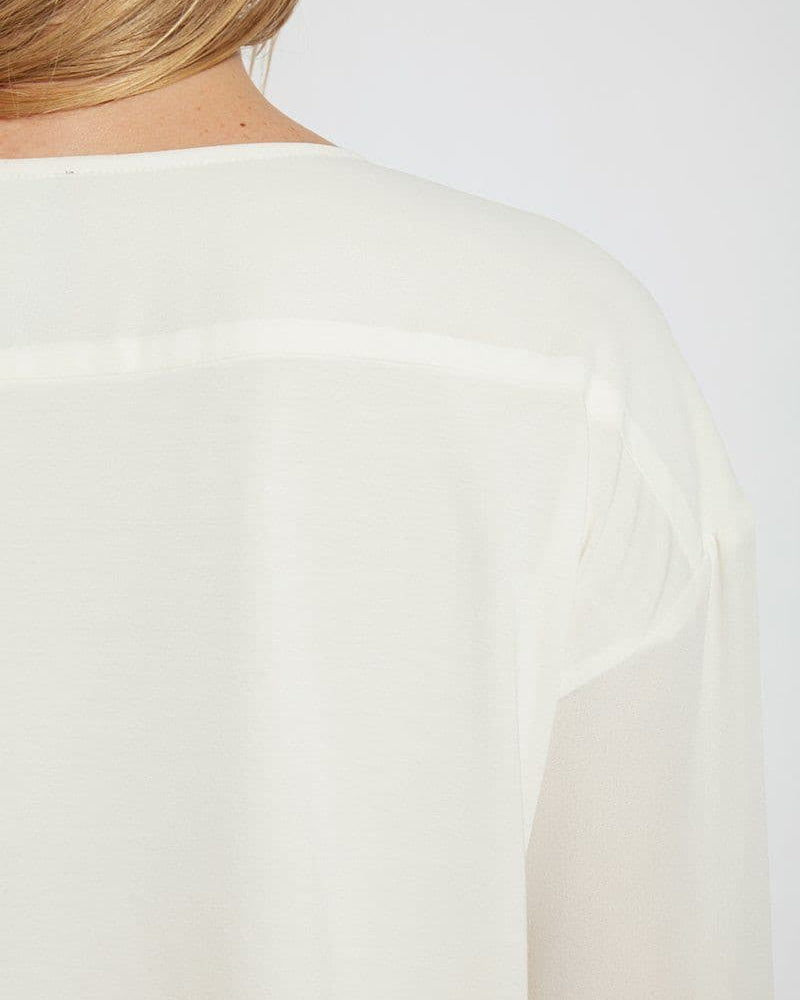 Lysse Wythe Mixed Media T-Shirt in Off White.