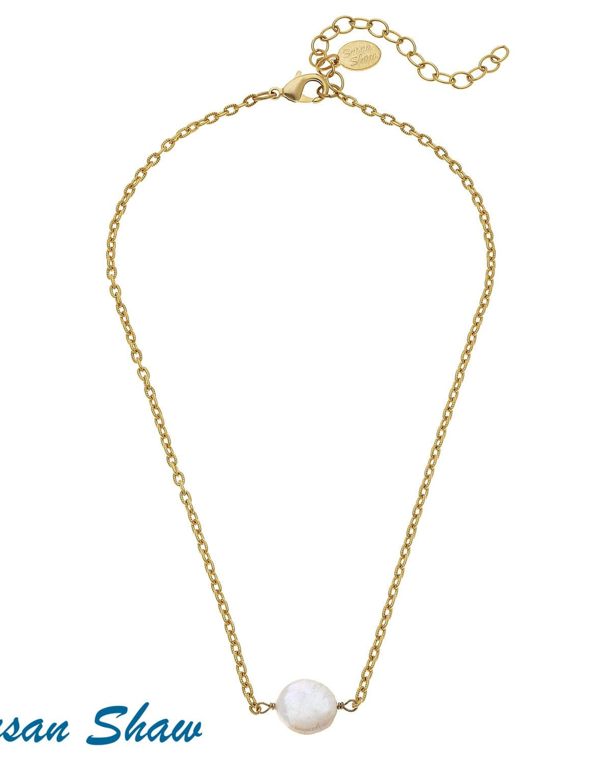 Susan Shaw Delicate Coin Pearl Necklace.