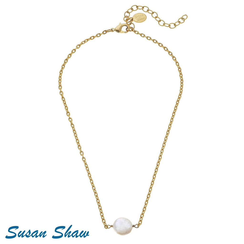 Susan Shaw Delicate Coin Pearl Necklace.