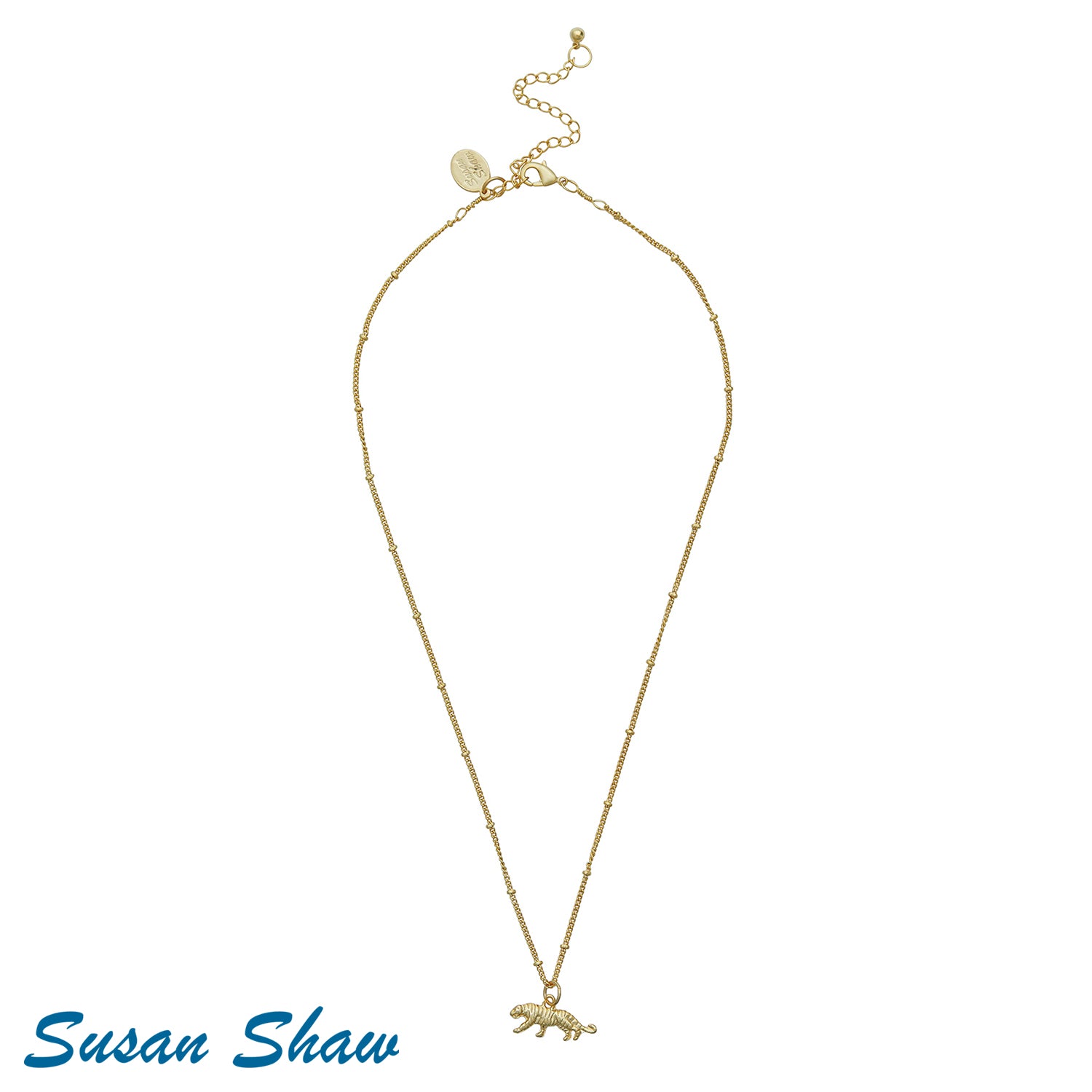 Susan Shaw Handcast Gold Tiny Tiger Necklace.