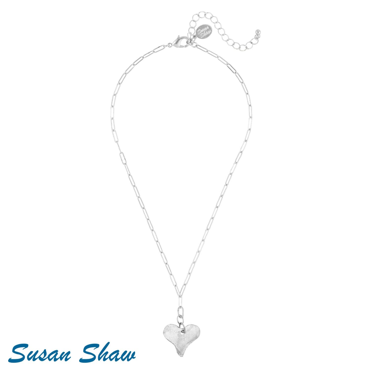 Susan Shaw Paperclip Lock Heart Necklace