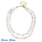 Susan Shaw Double Strand Coin Pearl Necklace.