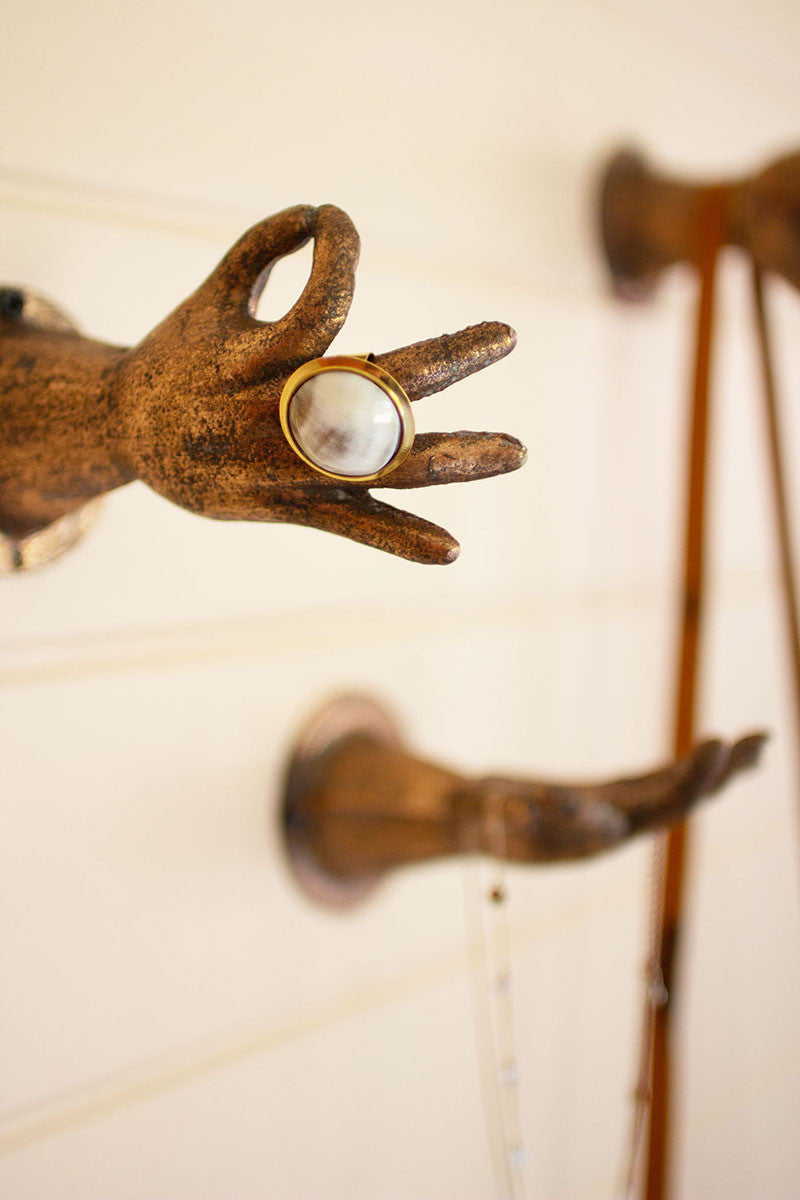 Antique Brass Hand Wall Sconce.