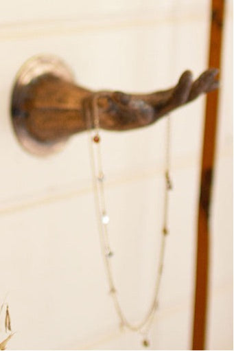 Antique Brass Hand Wall Sconce.