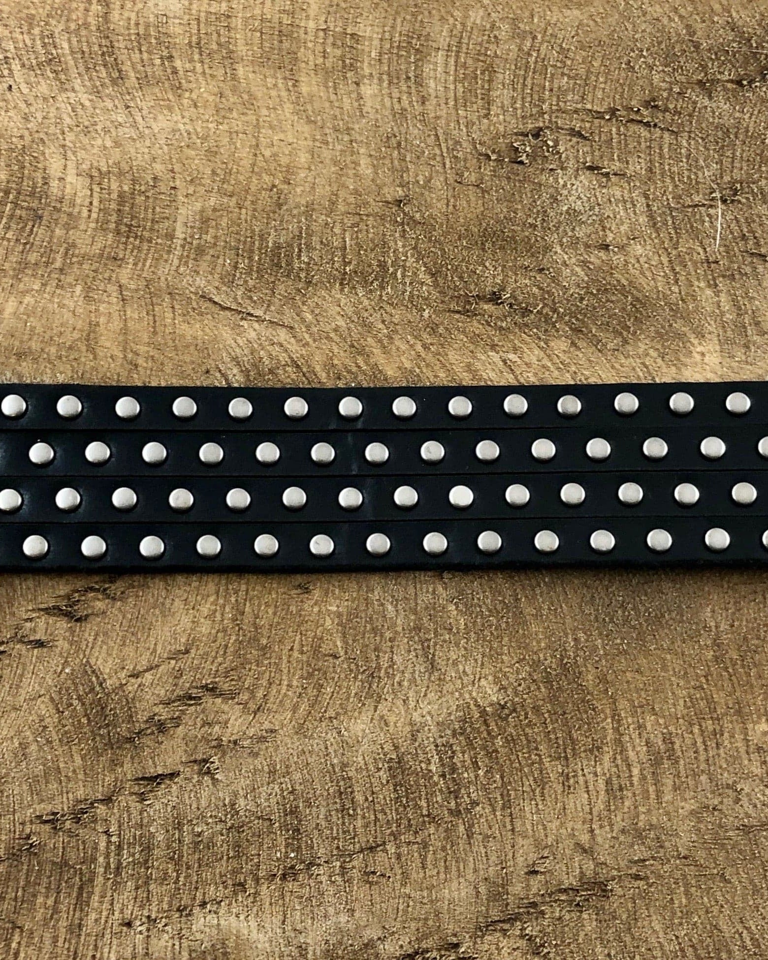 Black Leather Stud Bracelet.