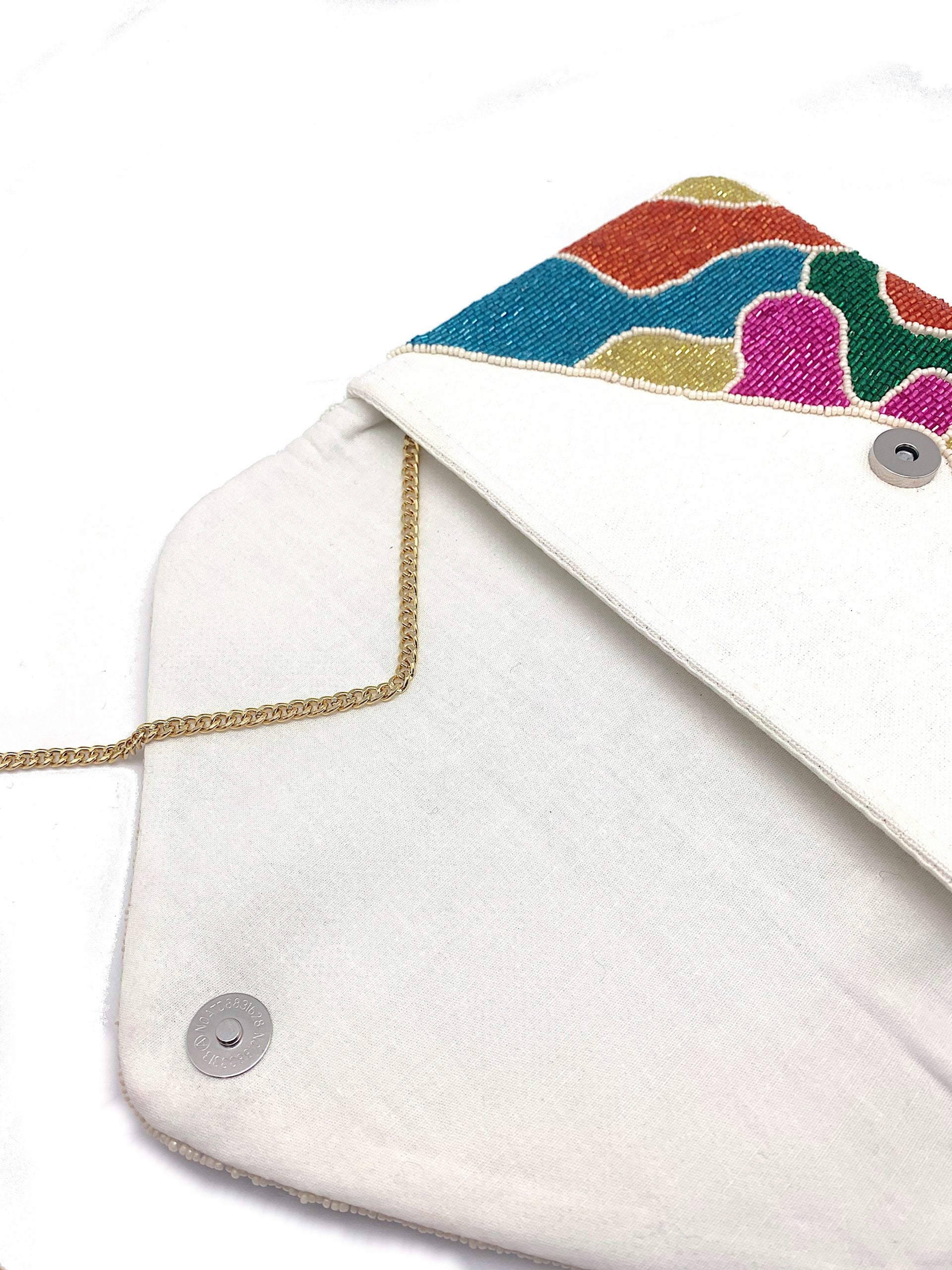 Abstract Camo Beaded Clutch.