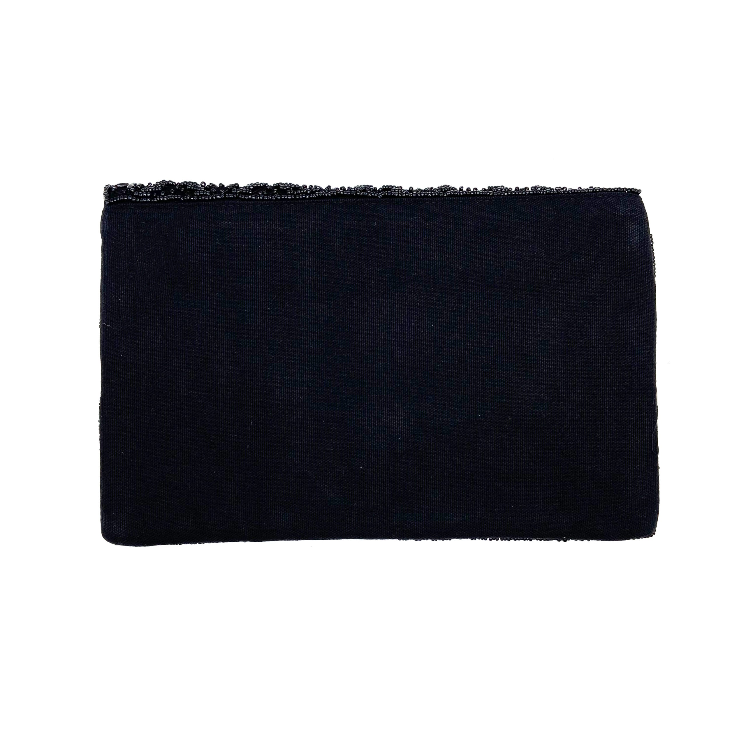 Scalloped Black Beaded Clutch – Sugar Boutique