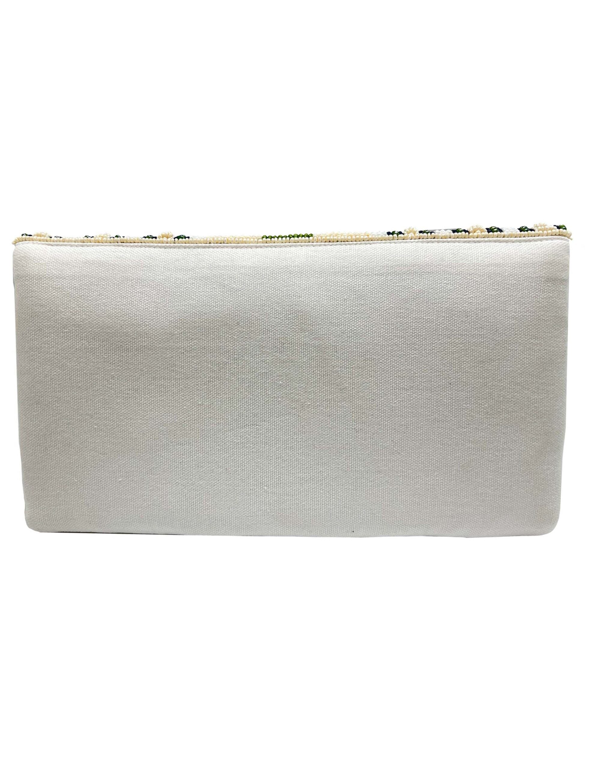 Green Weave w/Stripes Beaded Clutch.