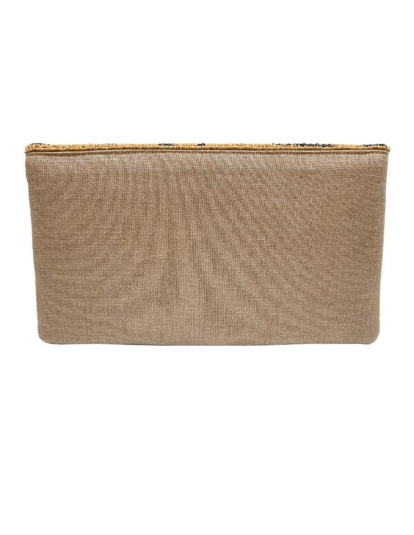 Neutral Animal Print Beaded Clutch.