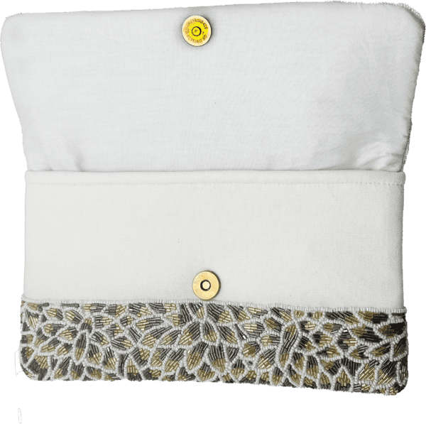 Silver & Gold Flowers Beaded Clutch.