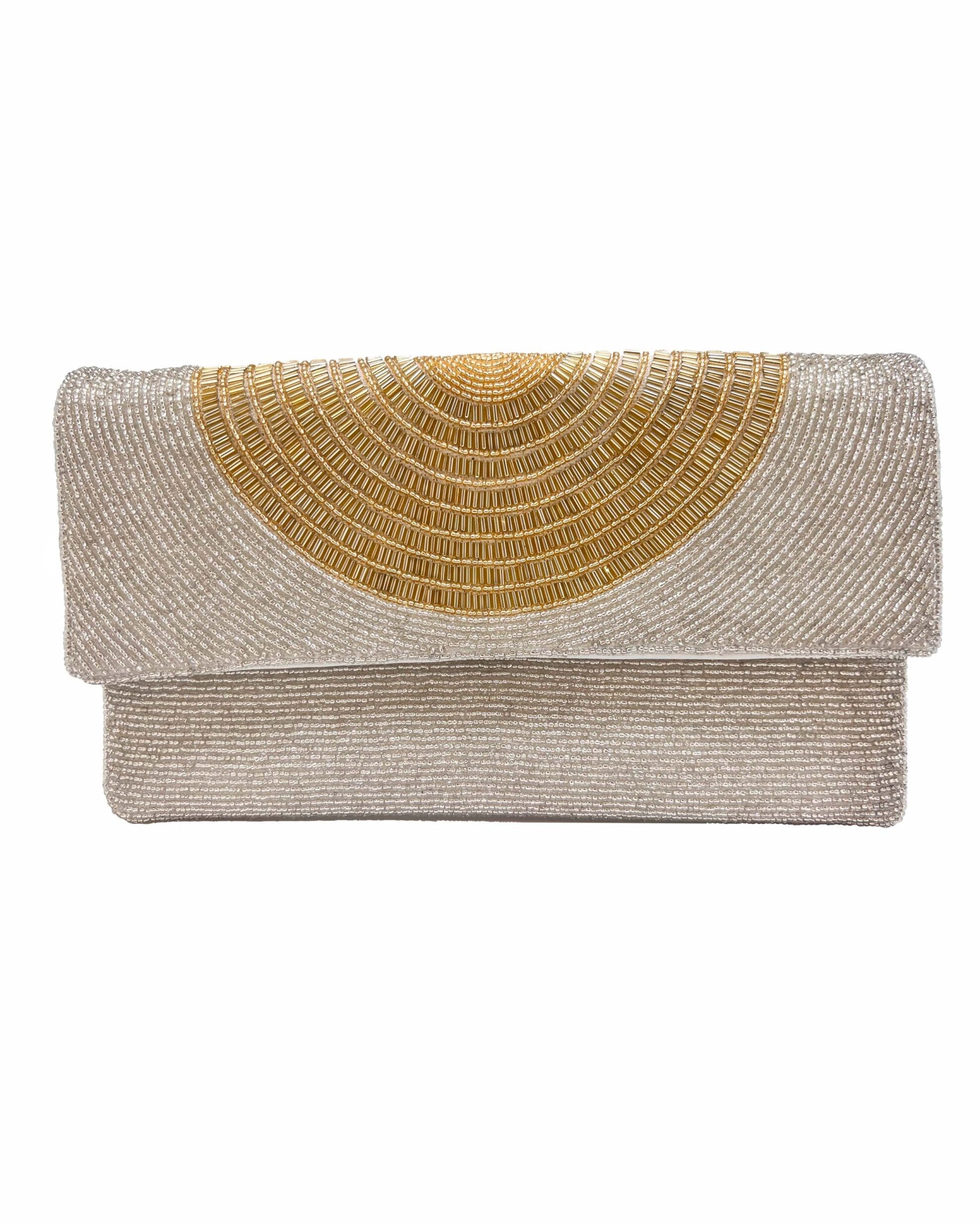 Silver & Gold Beaded Clutch.