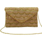 Gold Scallop Beaded Clutch.