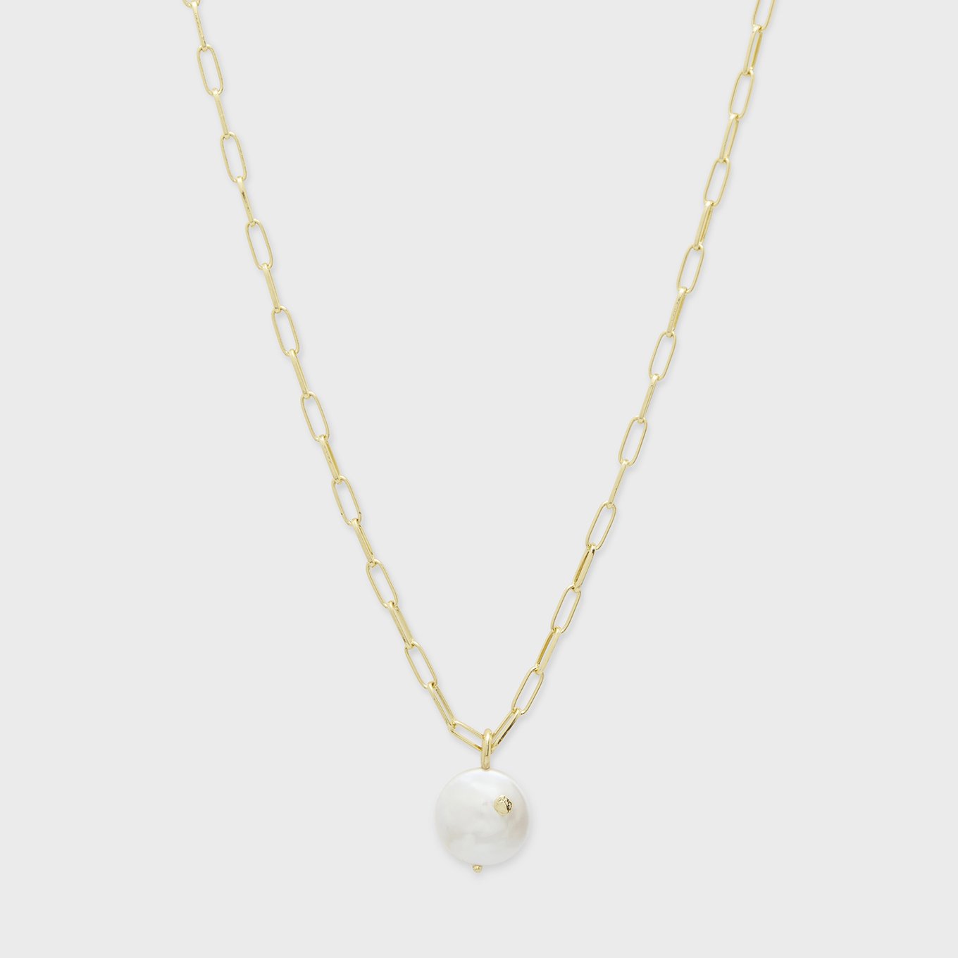 Reese Pearl Charm Necklace (gold & pearl).