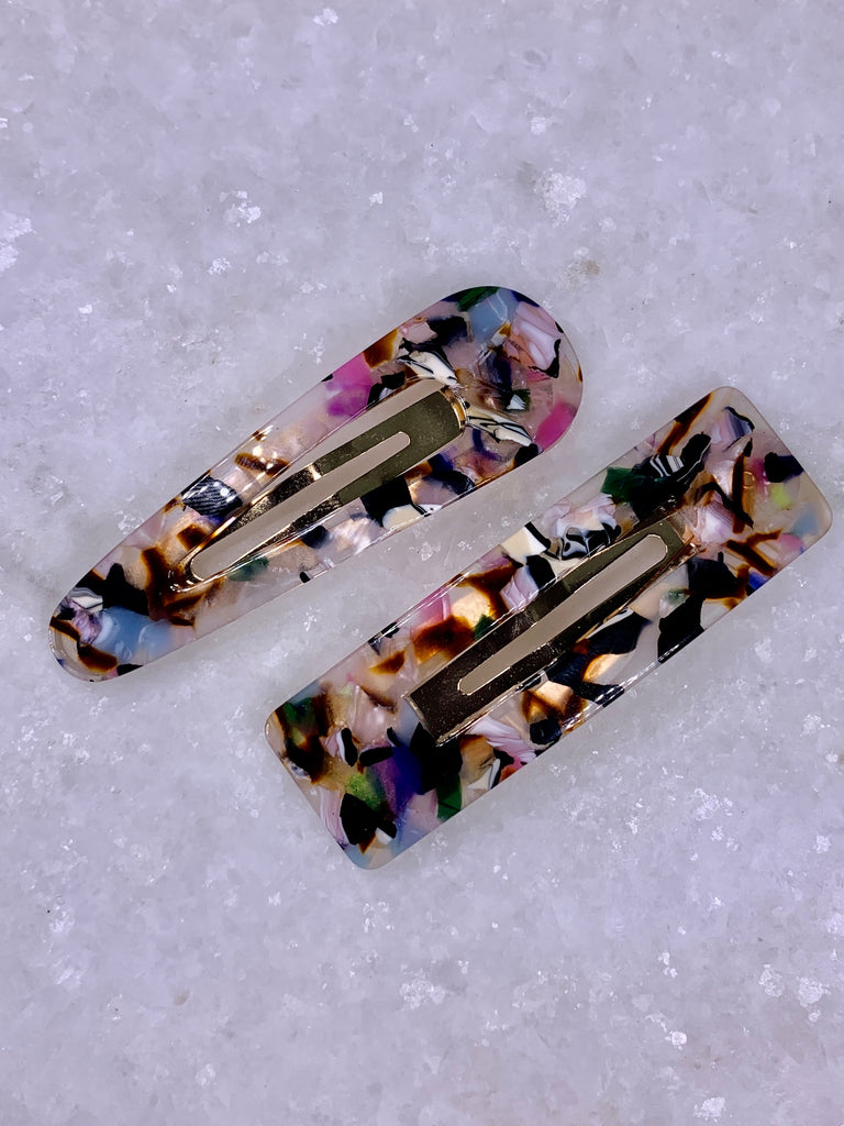 Marble Acrylic Barrettes.