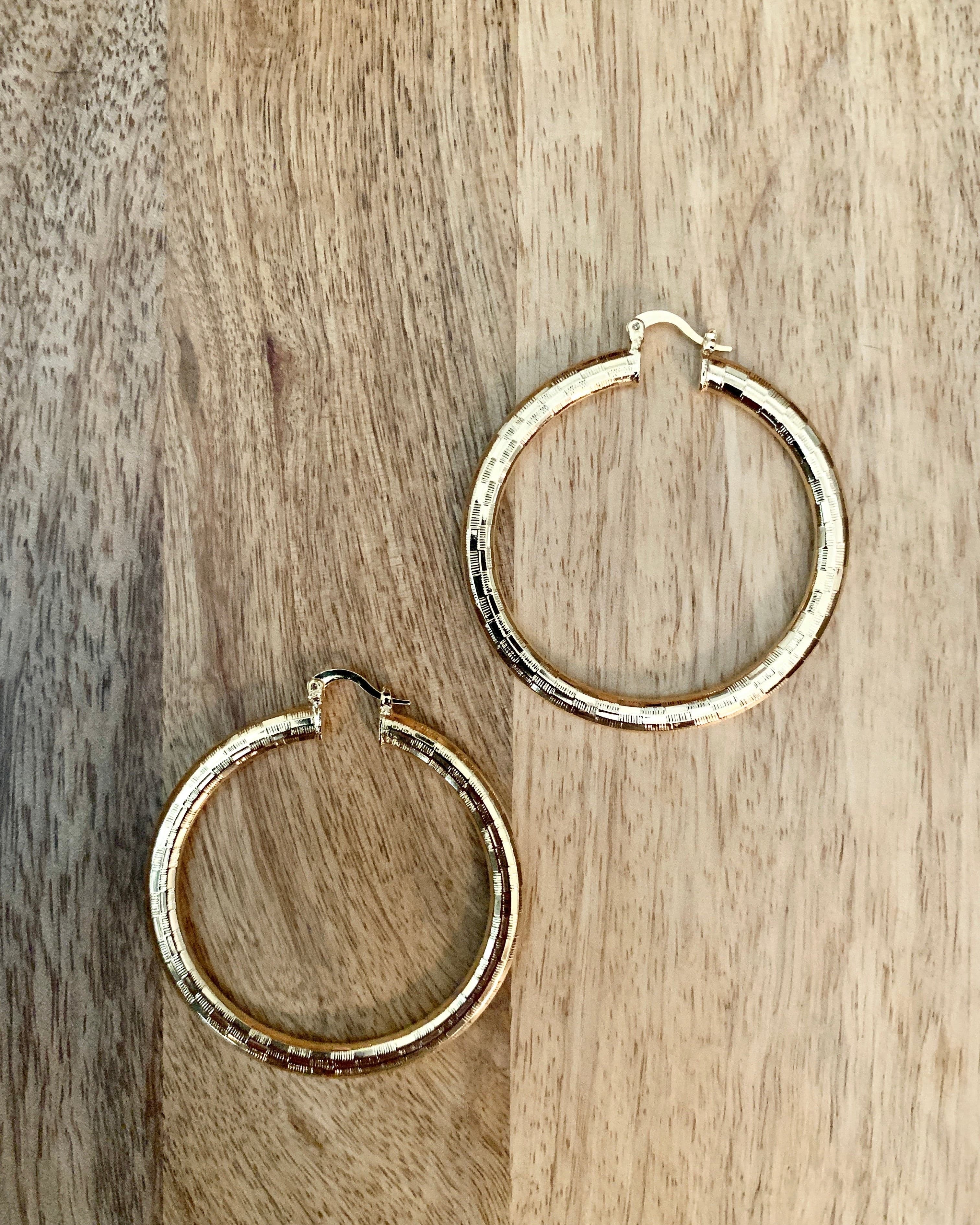 Gold Hoop Earrings.