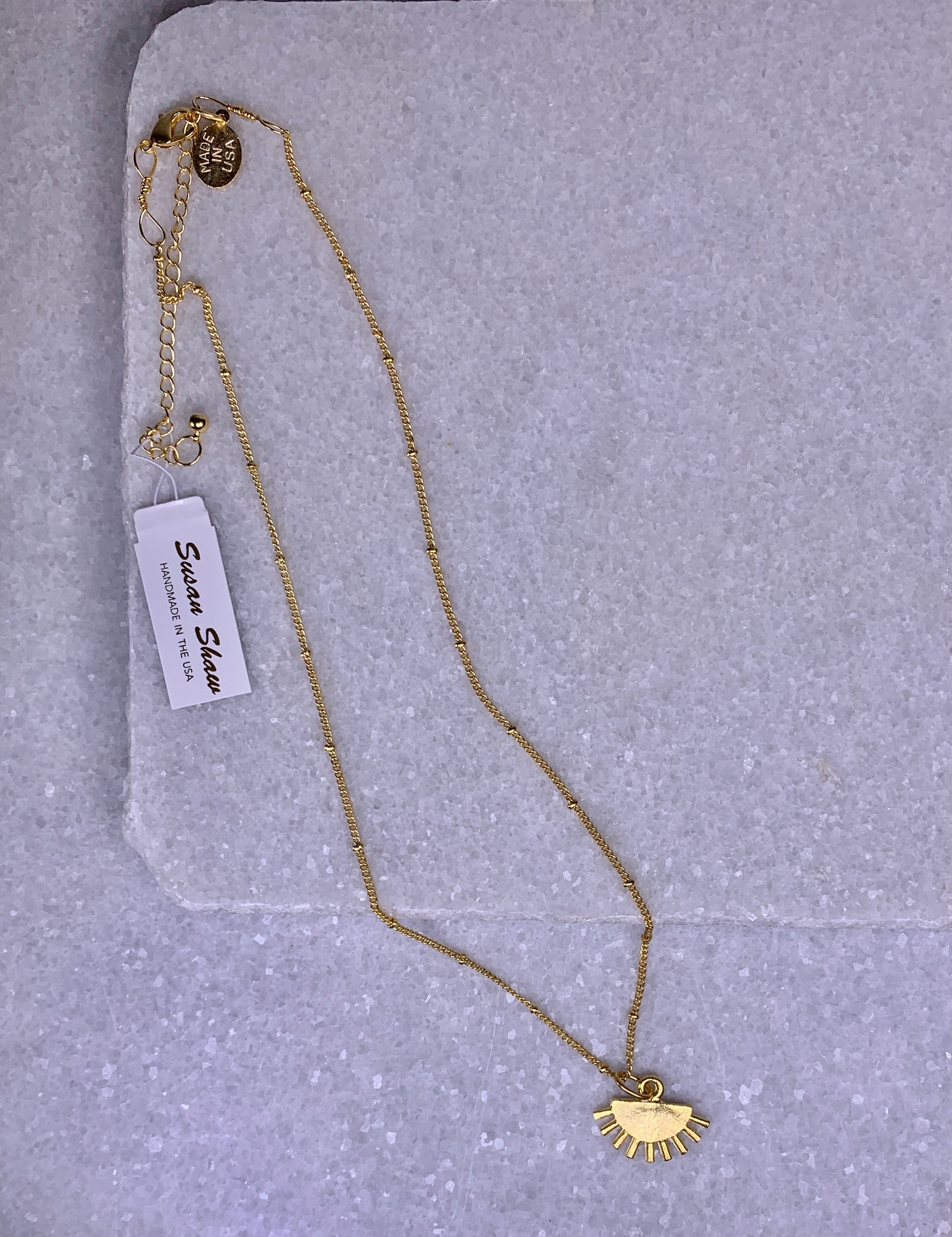 Susan Shaw Dainty Geometric Sun Necklace.