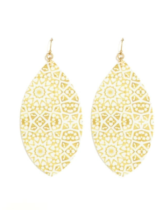 Printed Gold Pattern Earrings.