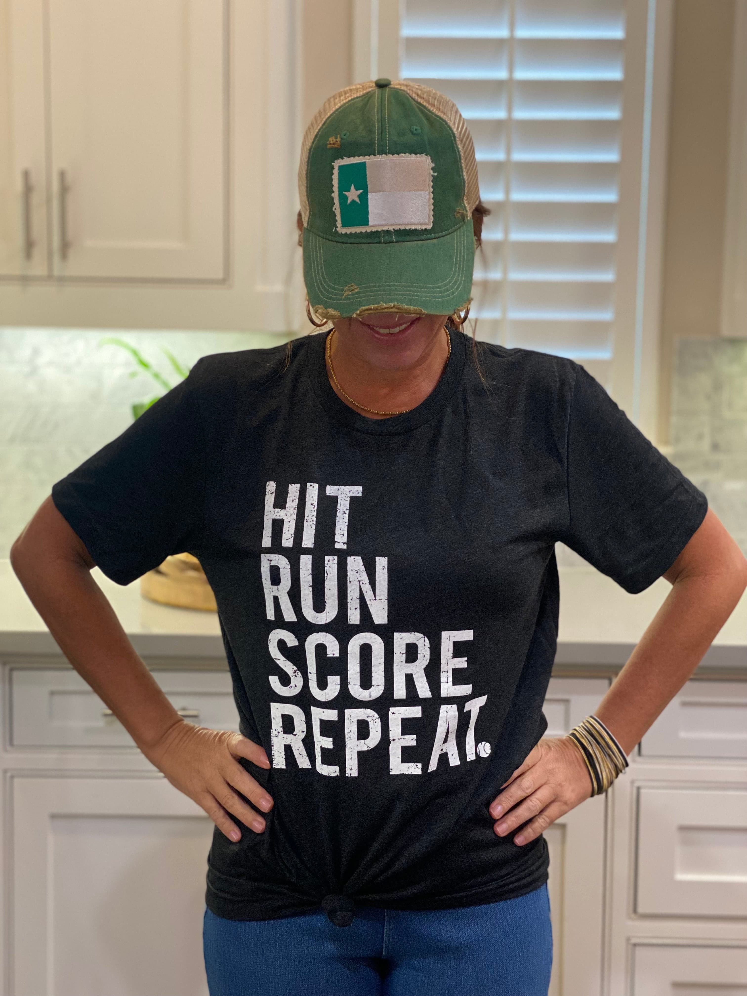 Hit Run Score Repeat Tee Shirt.