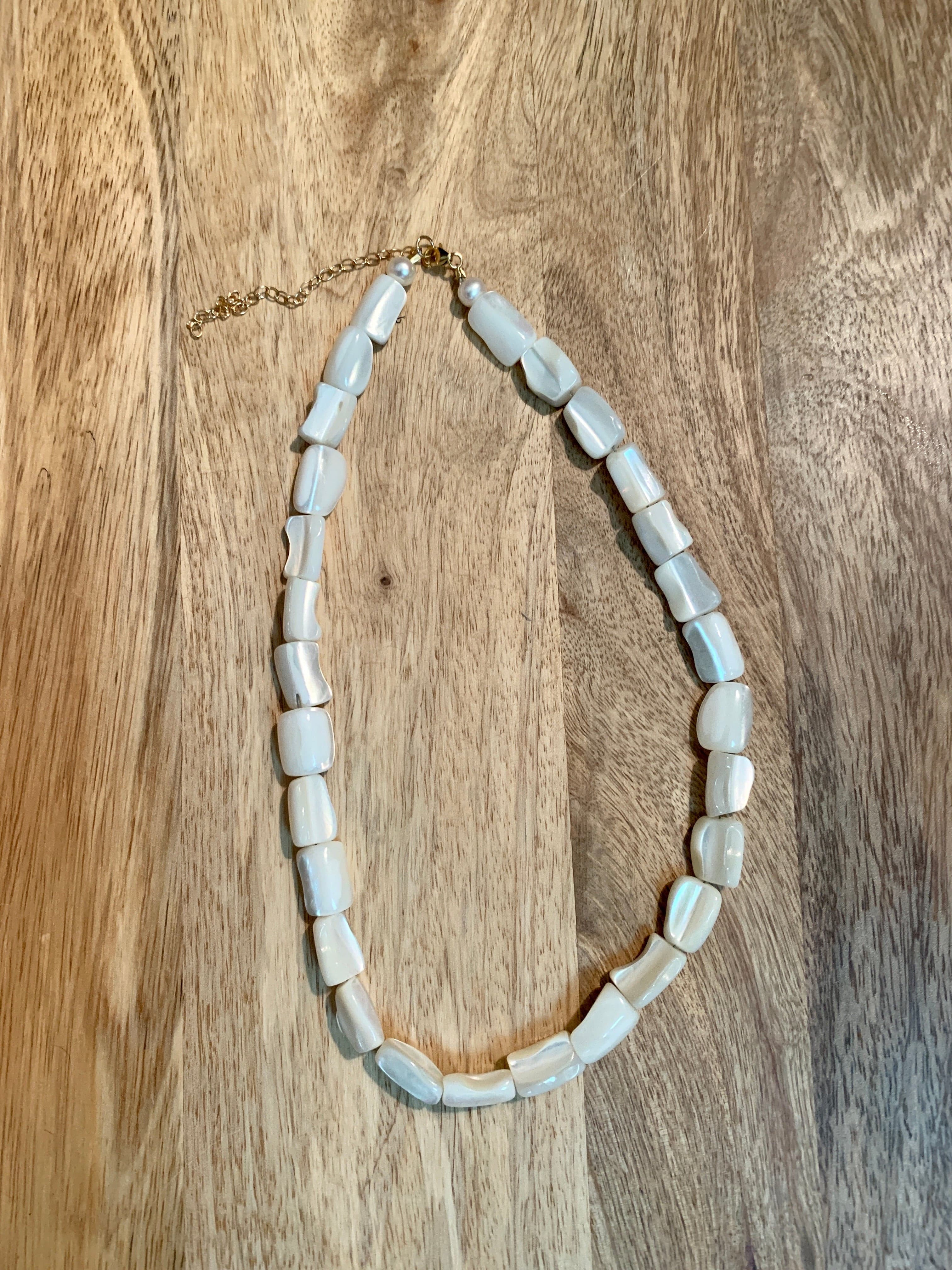 Mother of Pearl Nugget Necklace.