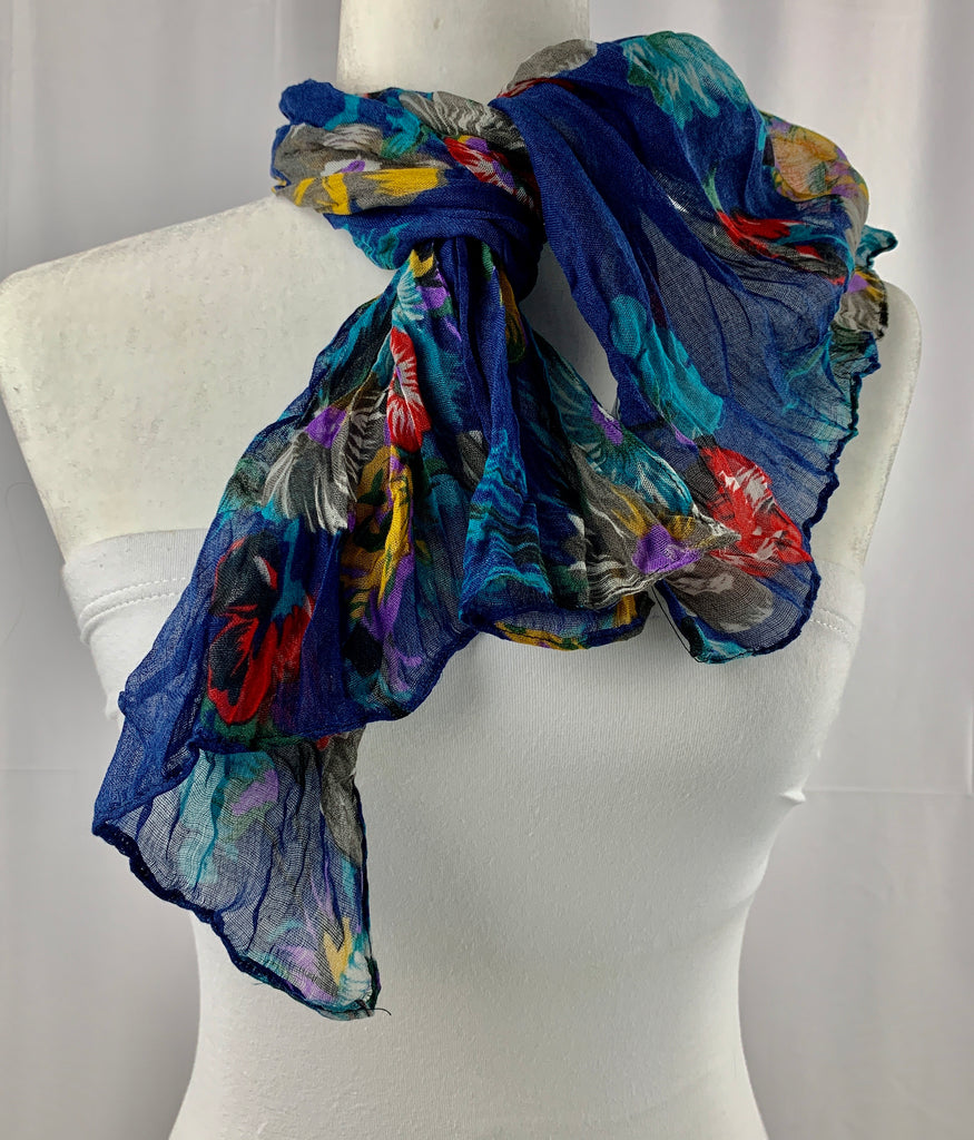 Cobalt Vintage Flower Neck Scarf.