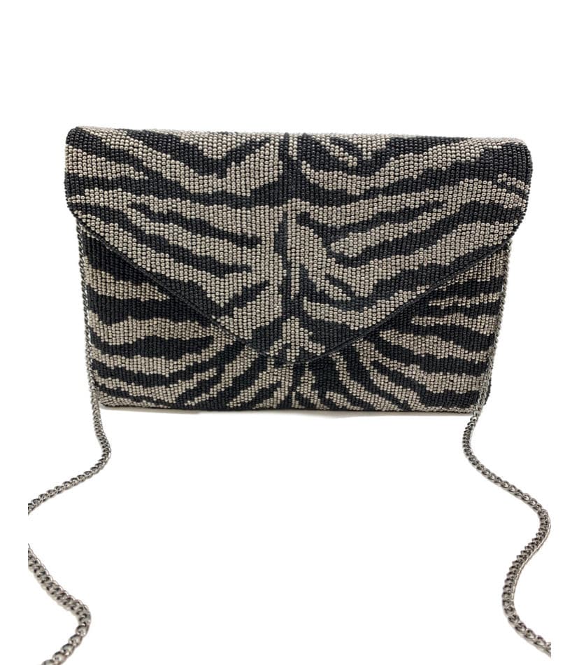 Zebra Beaded Clutch.
