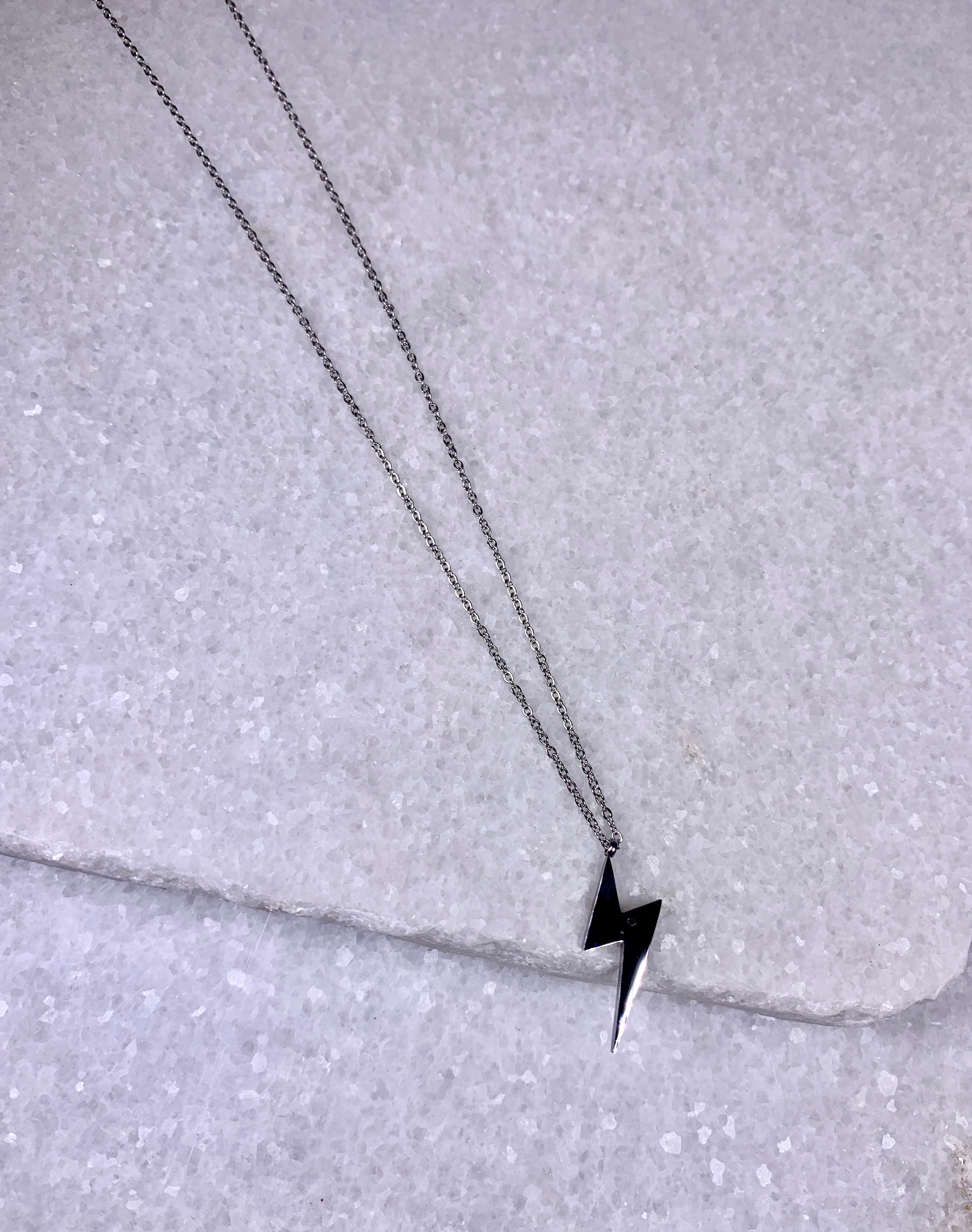Silver Bolt Necklace.
