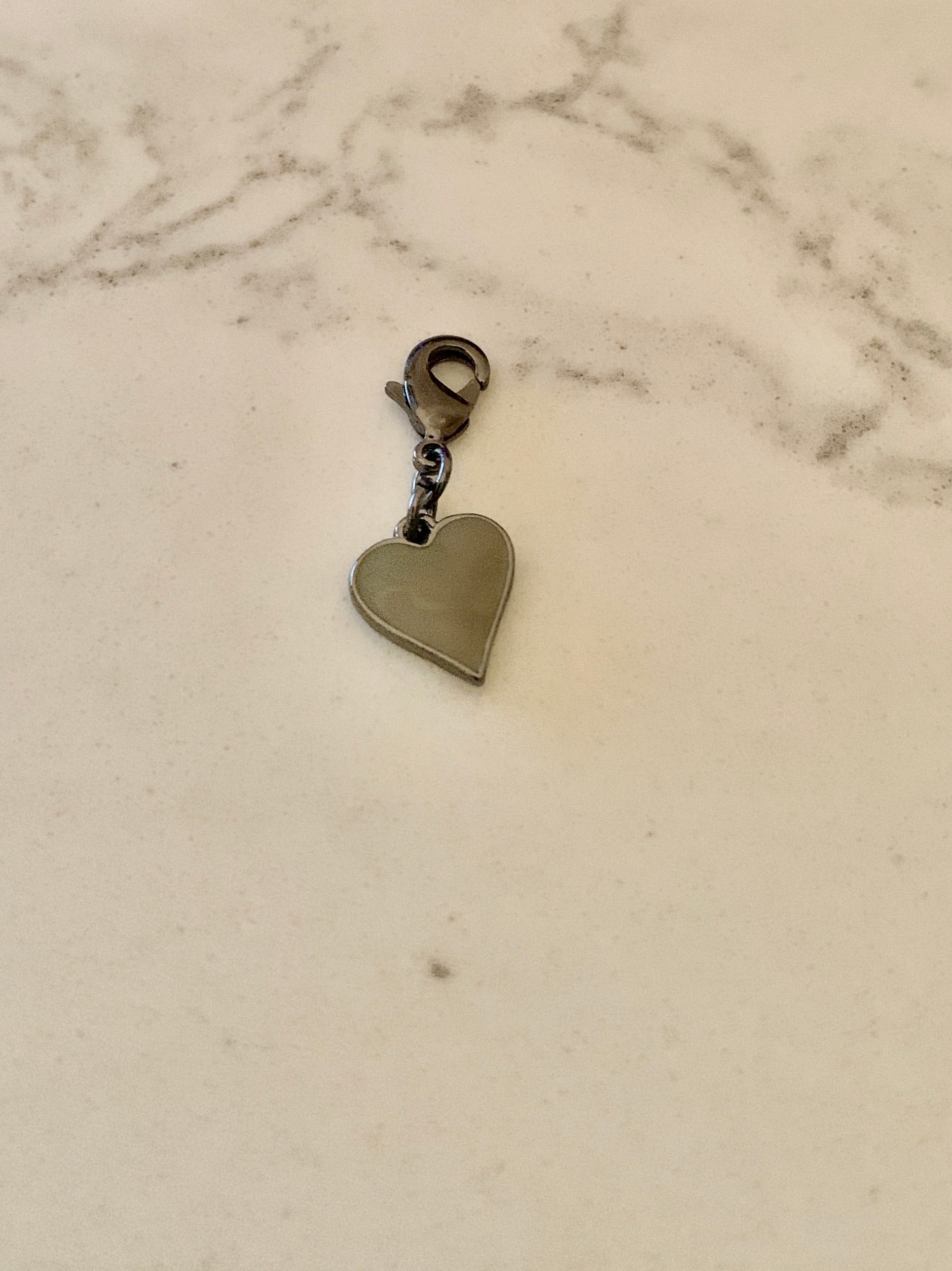 Small Army Enamel Heart Charm - Hematite.