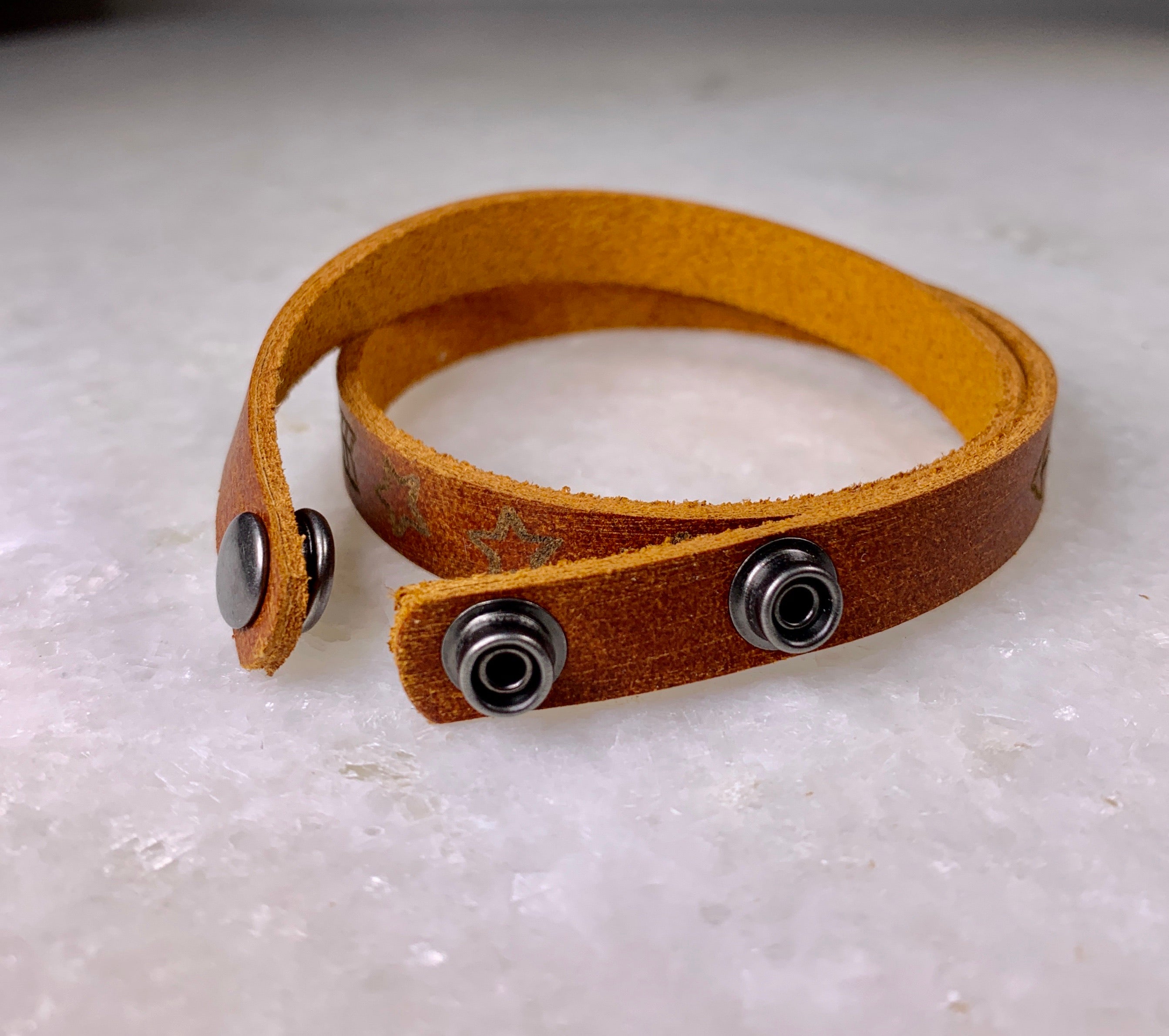 Brown Leather Wrap Bracelet.