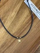 Erin Gray Star on Soft Suede Charcoal Choker.
