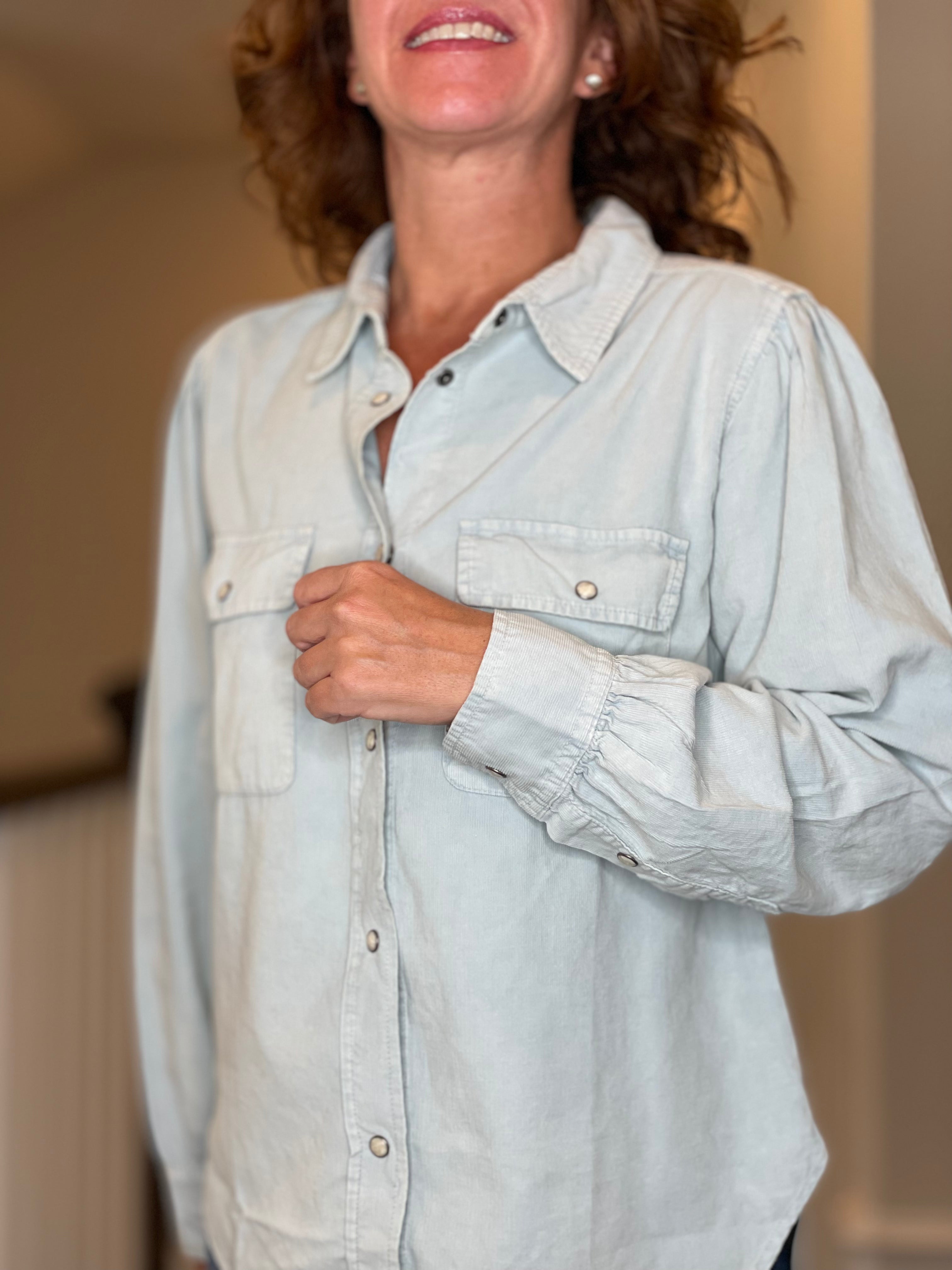 Dylan Baby Cord Harper Shirt in Sioux Sky.