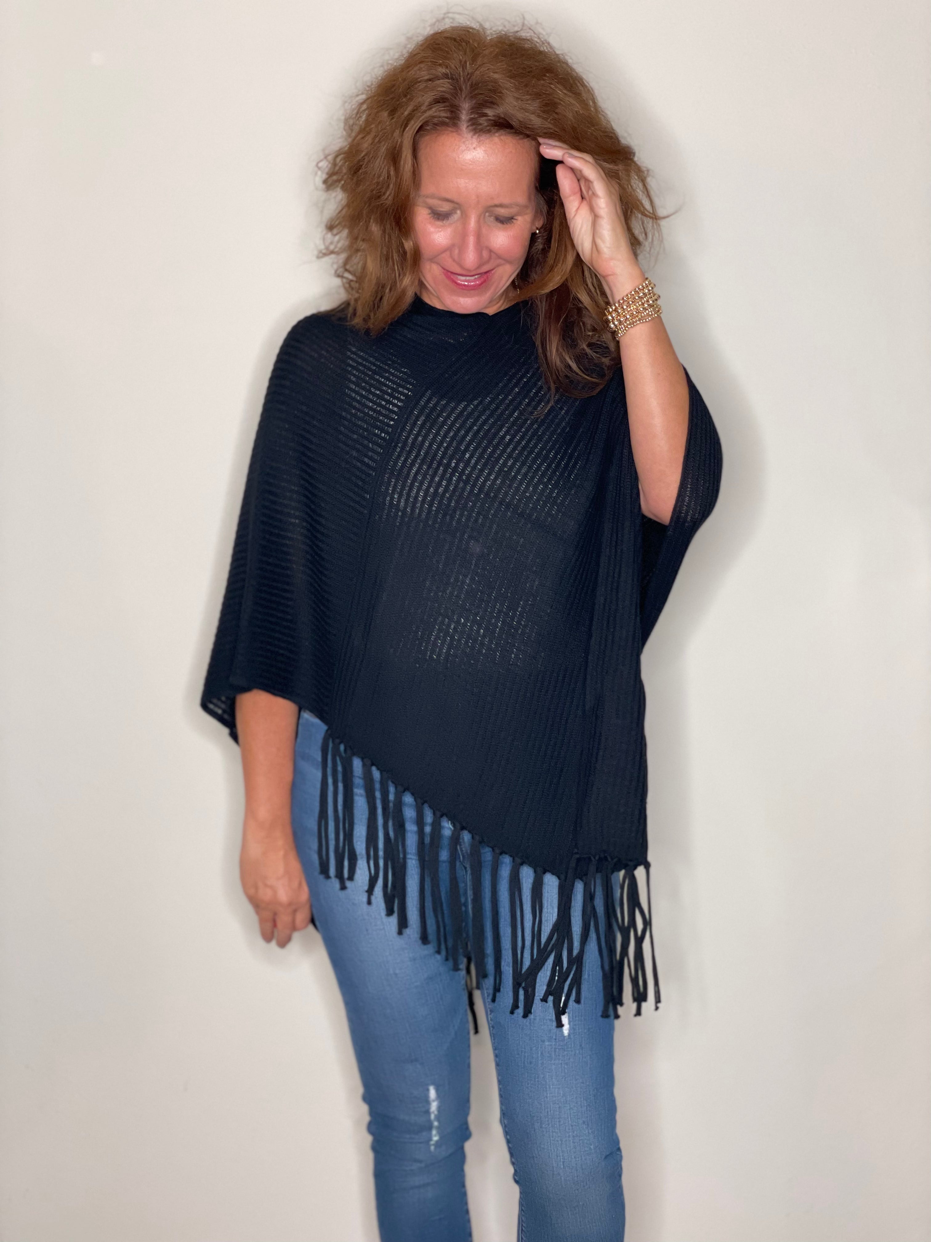 Olympia Poncho in Black.