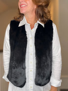Molly Bracken Faux Fur Vest in Black.