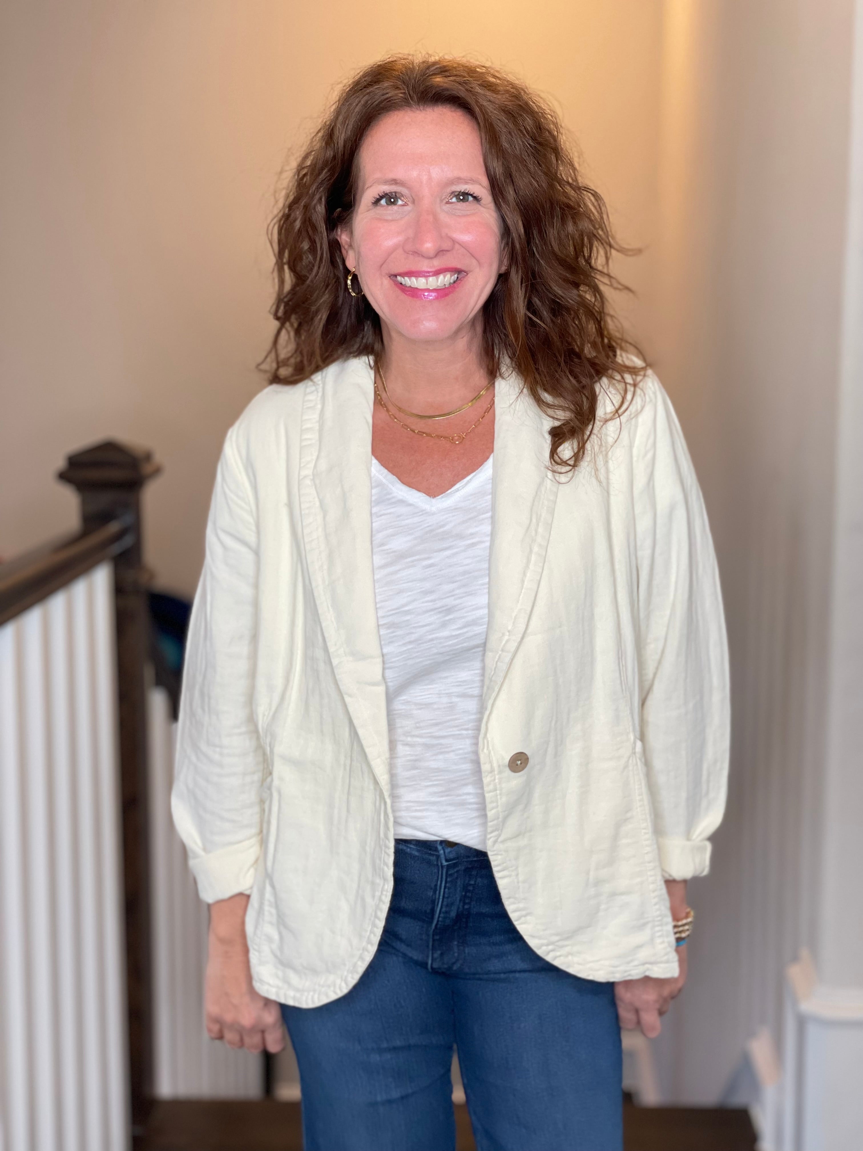 Gauze Cotton Blazer.