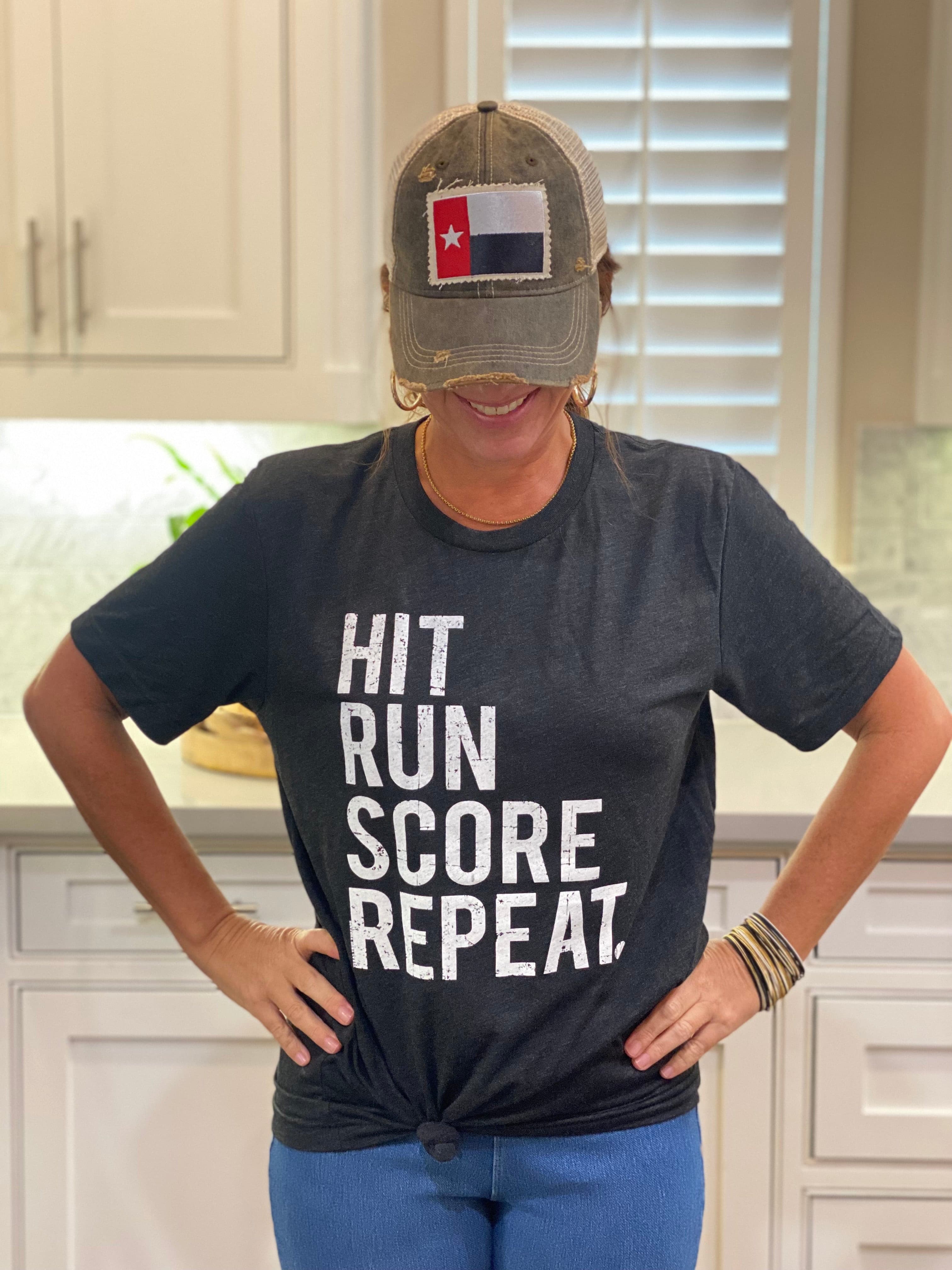 Hit Run Score Repeat Tee Shirt.