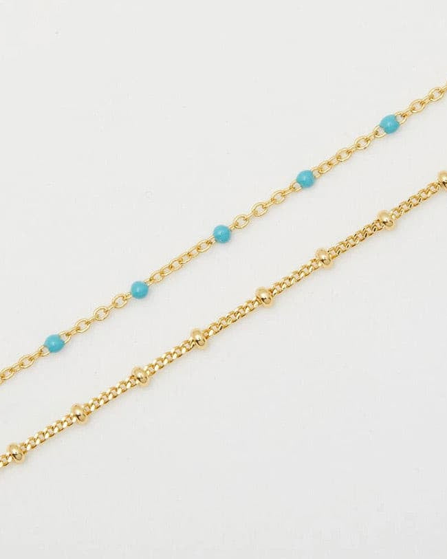 Capri Layered Necklace (Green Turquoise Enamel & Gold).