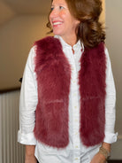 Molly Bracken Faux Fur Vest in Bordeaux.