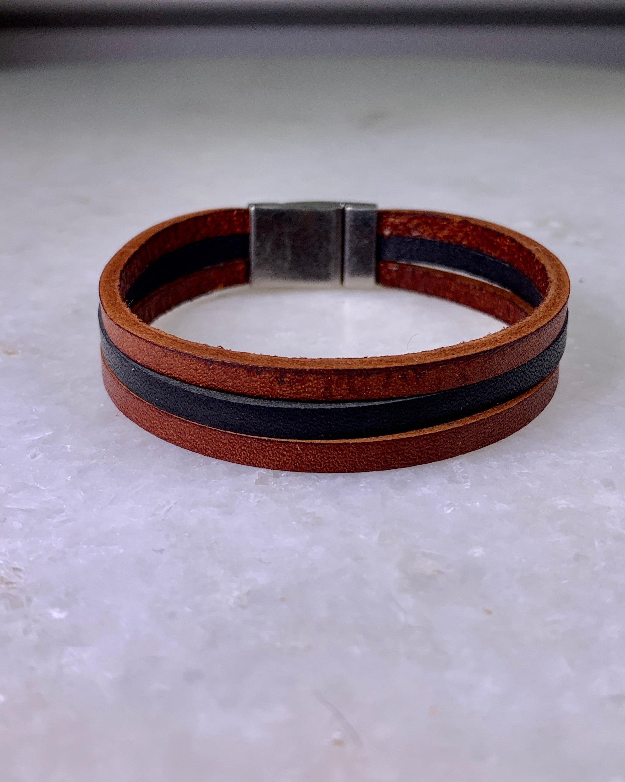 Brown & Black Leather Bracelet.