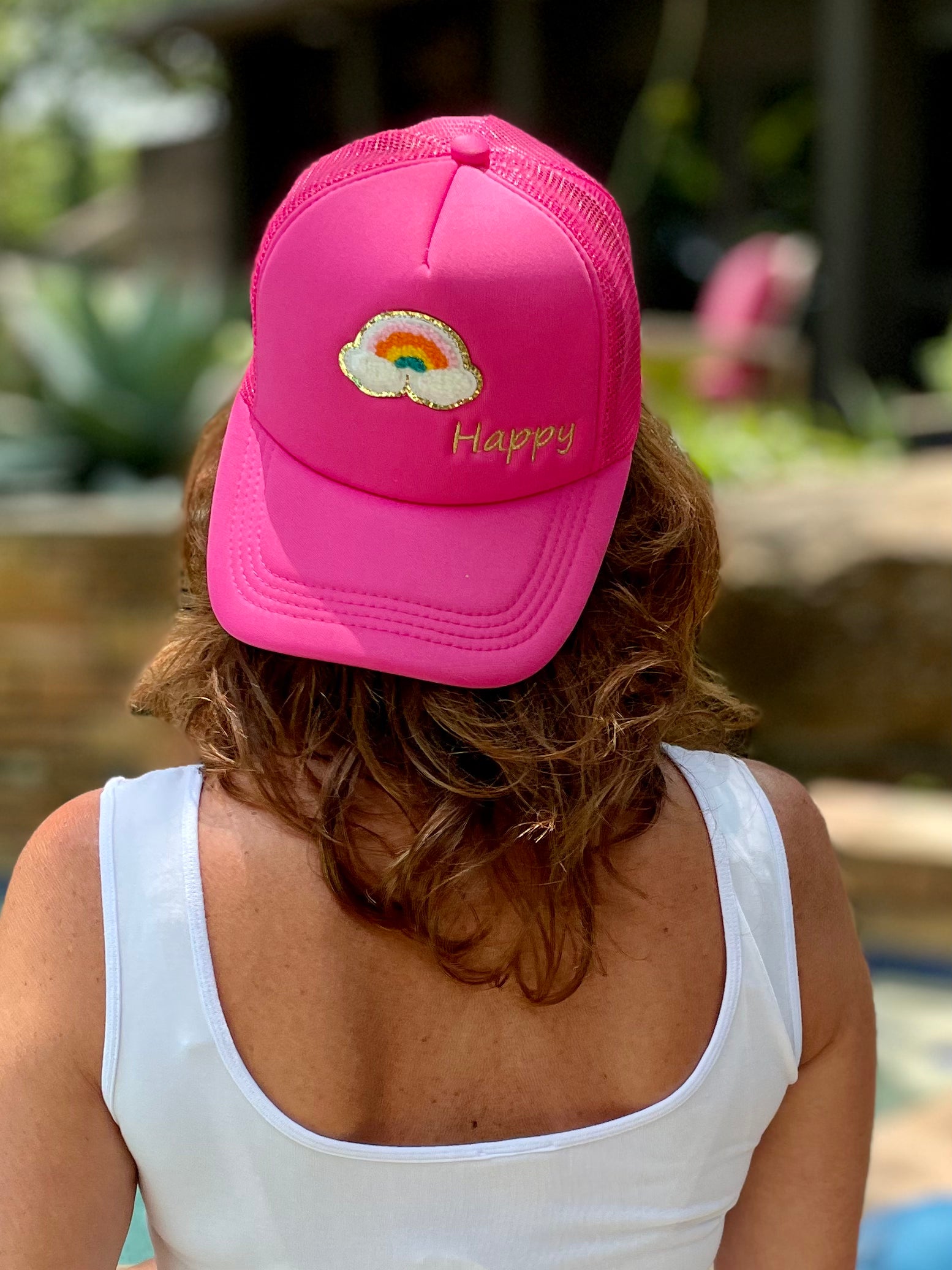 Caryn Lawn Happy Trucker Hat.